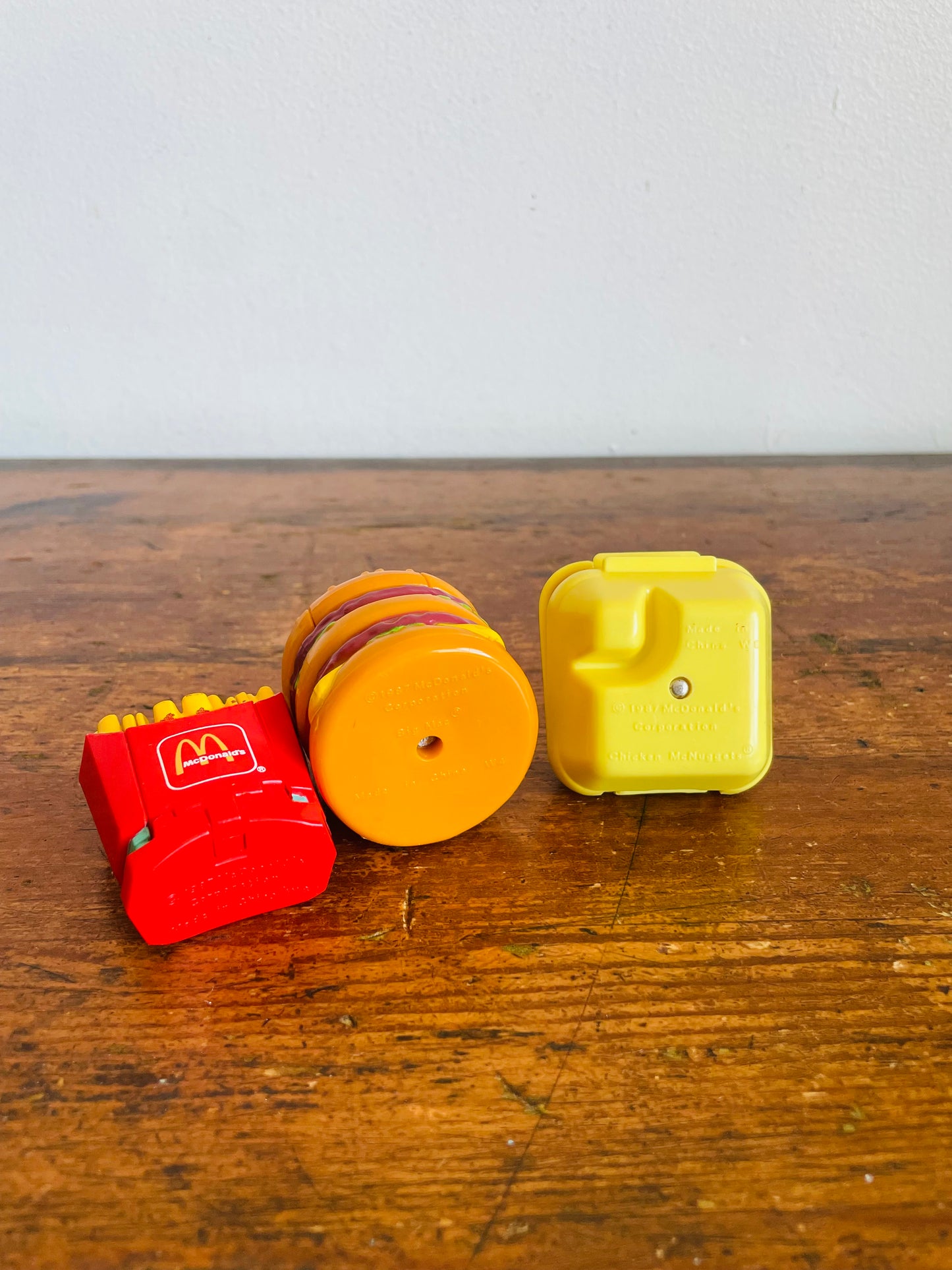 Vintage 1987 McDonald's Happy Meal Toy Bundle #1 - Changeables Transformers - Chicken McNuggets, French Fries & Big Mac - Set of 3