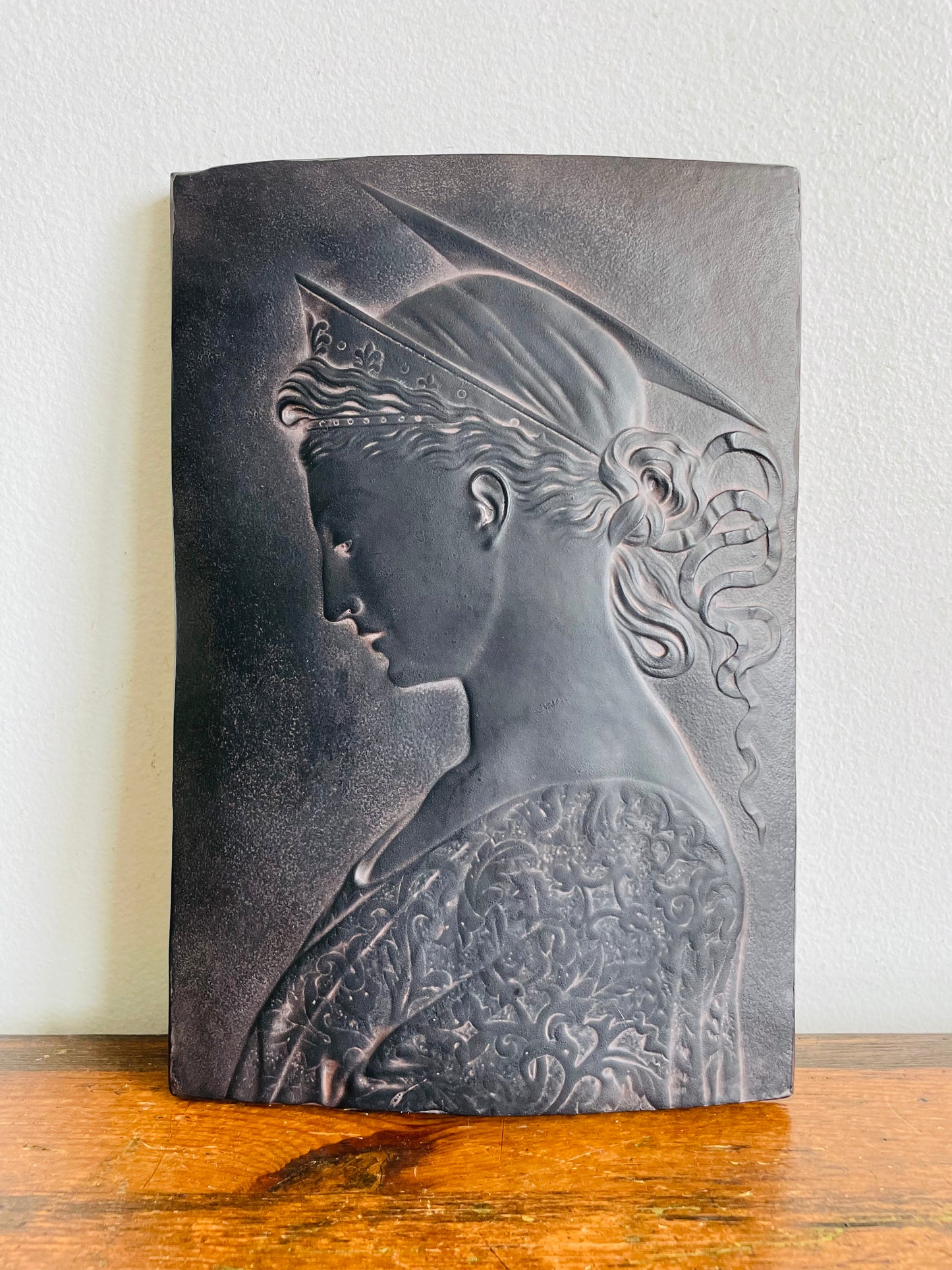 Vintage 1989 Facsimilies Ltd. Saint Cecilia Wall Hanging Plaque Picture - Patron Saint of Music & Musicians - Reproduced from Donatello's Bronze Relief Sculpture