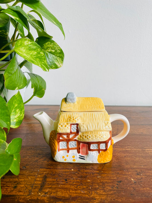 Miniature & Adorable Teapot - Country Cottage with Yellow Thatched Roof