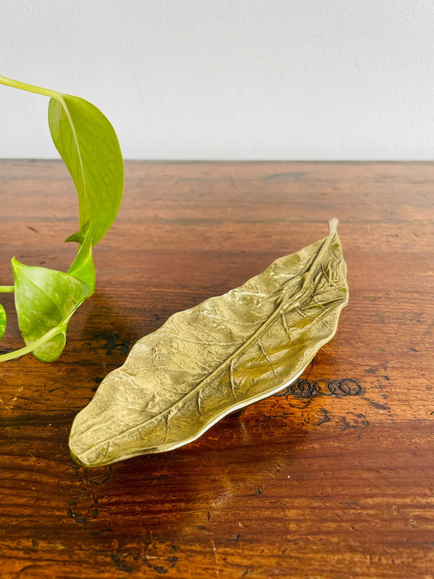 Oskar J. W. Hansen 1963 Brass Tobacco Leaf Dish 3-61 - Virginia Metalcrafters - Hauni Richmond Inc.