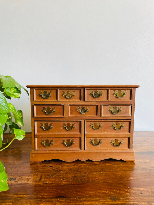 Miniature Wooden Salesman Sample Dresser with Brass Handles - Made in Japan - Makes a Great Jewellery Box!