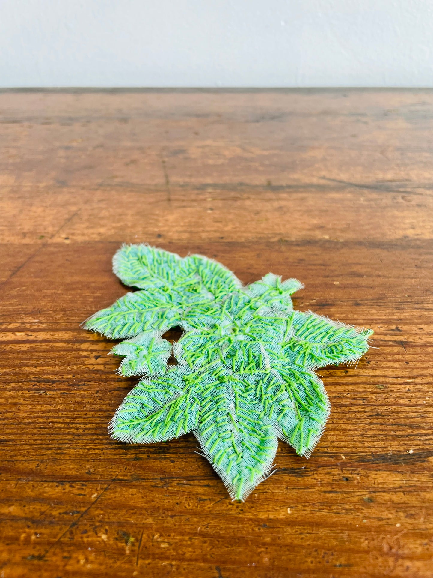 Handmade Green Flower Beaded Appliqué Patch