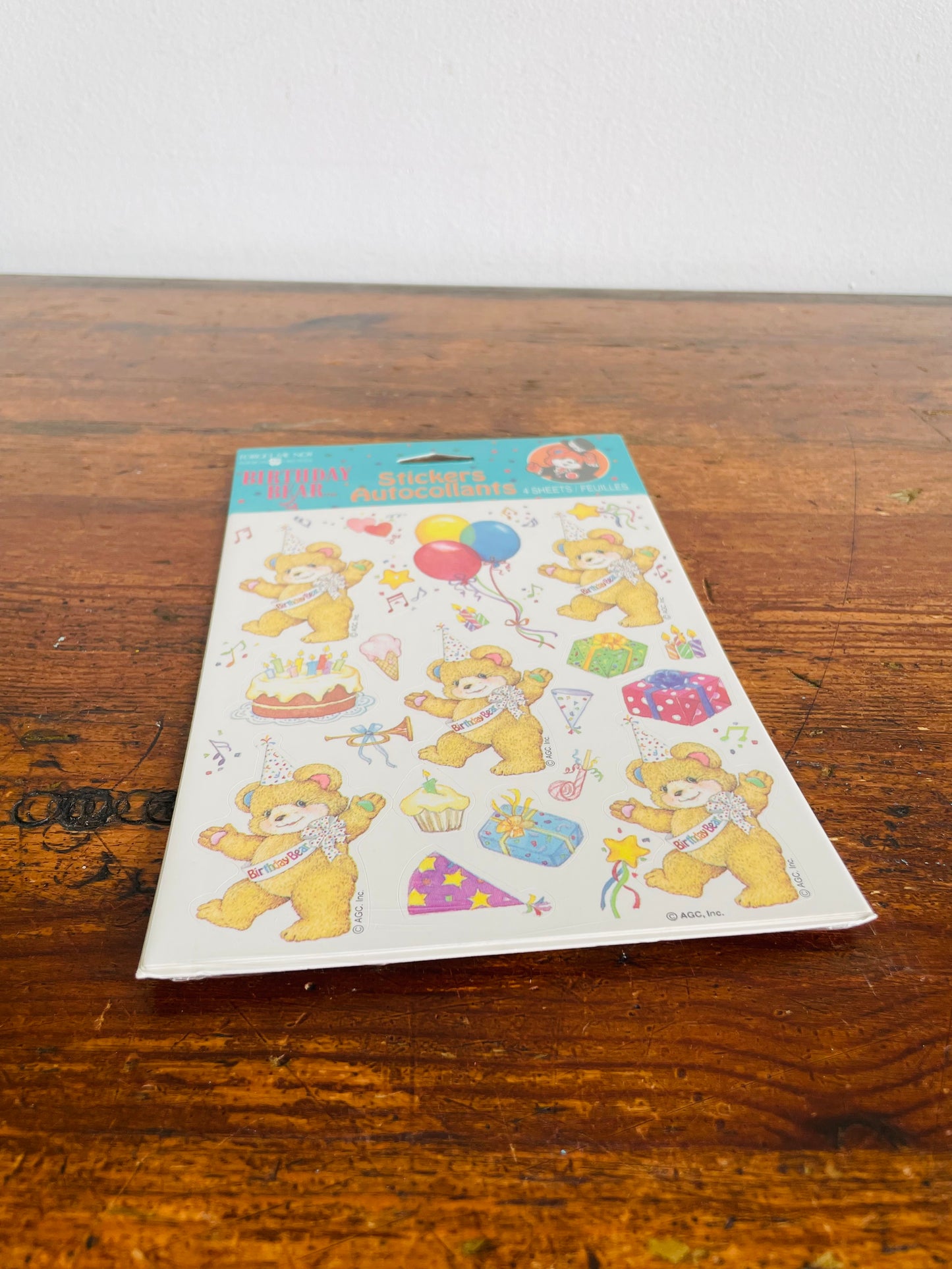 Brand New Vintage School Teacher Classroom Supplies - Forget Me Not American Greetings Birthday Bear Stickers - 4 Sheets