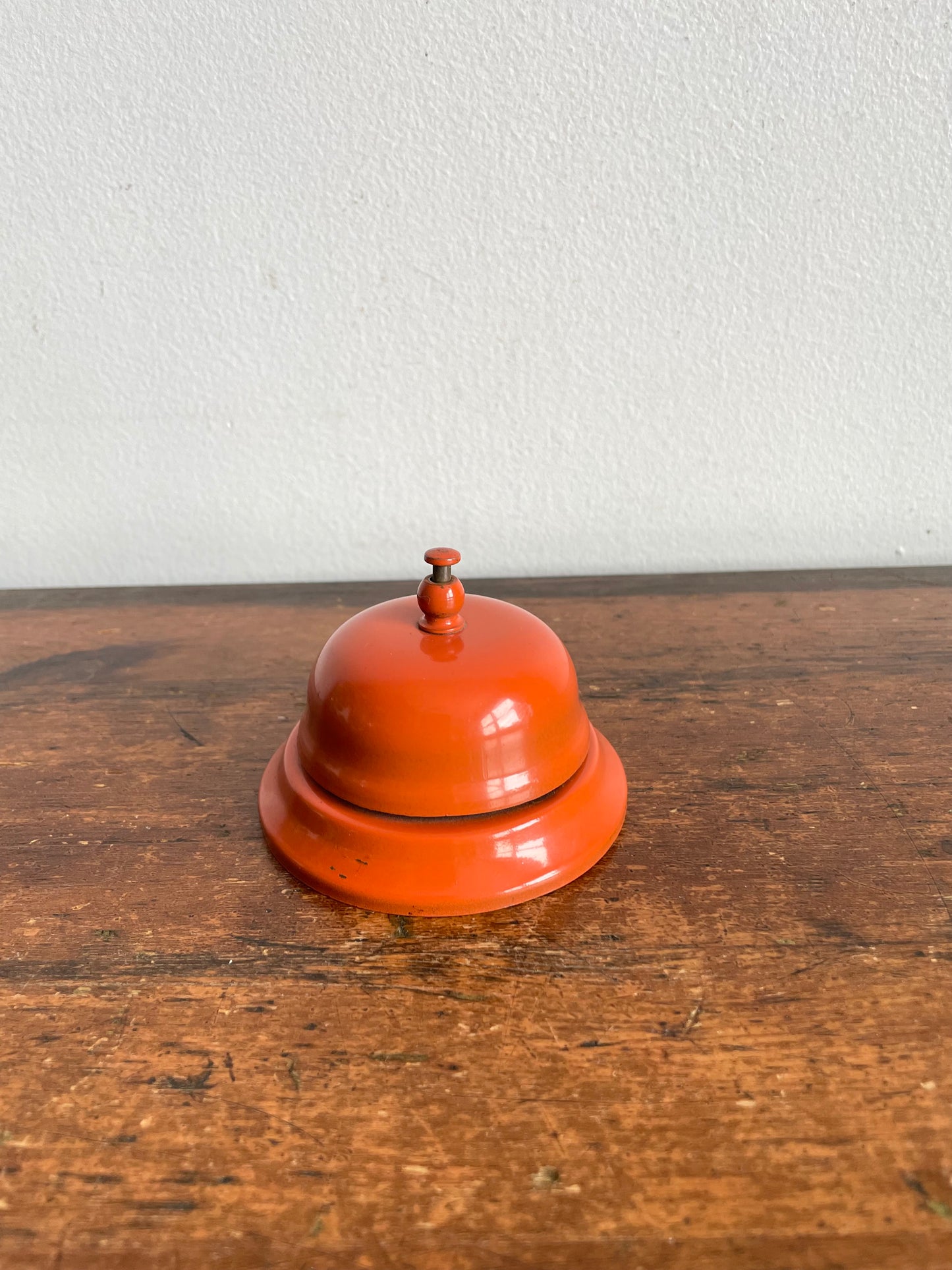 Vintage MCM Orange Metal Ring for Service Counter Bell - Works!