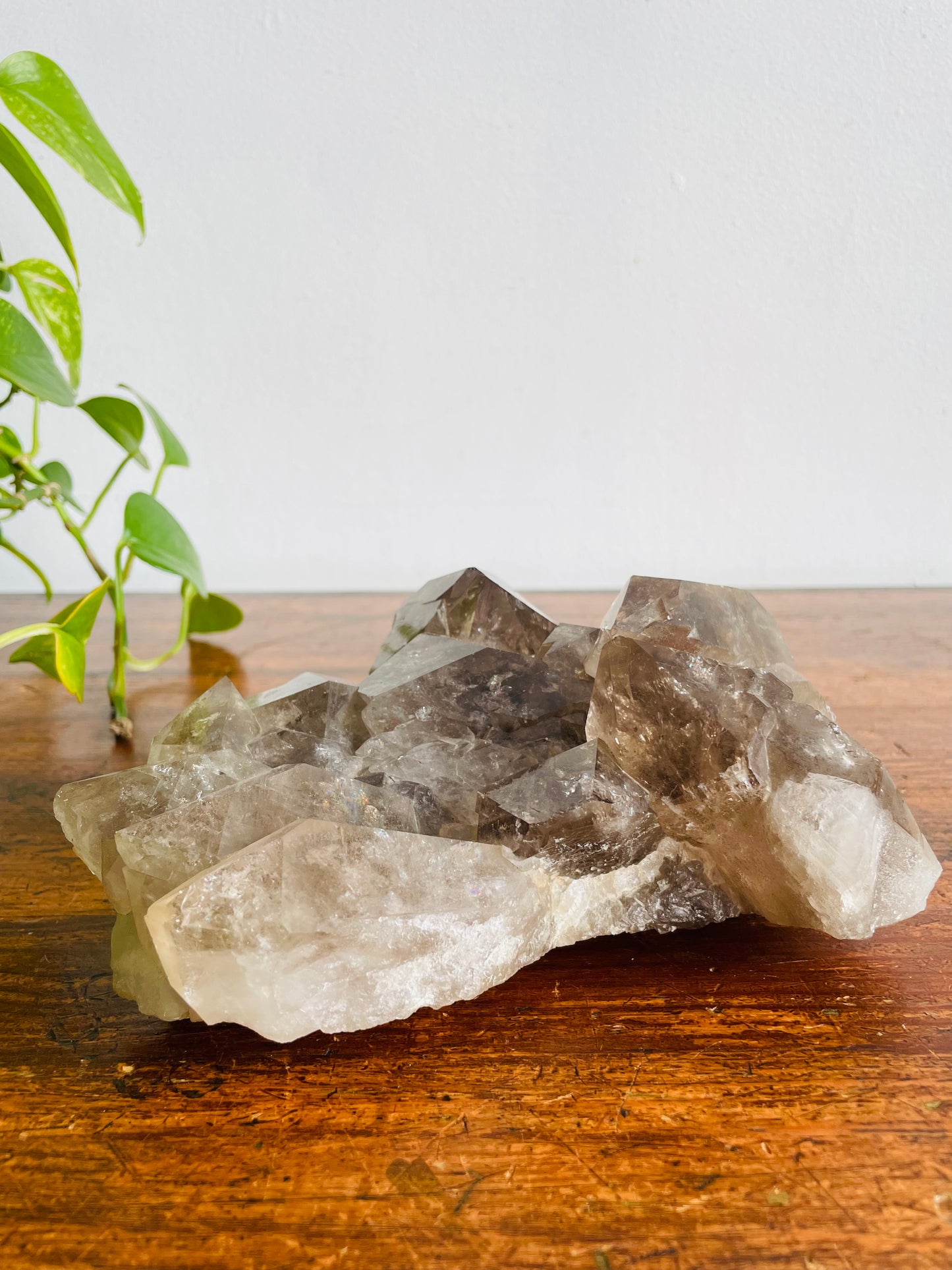 Vintage Large & Heavy 4.22 Pound Smoky Quartz Crystal Cluster - Gemstone Rock with Jagged Points