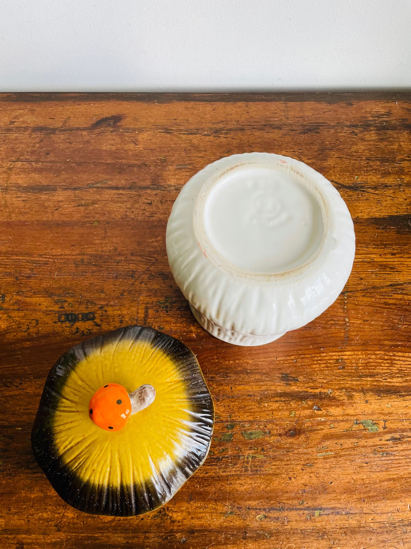 Vintage Large Laurentian Pottery Merry Mushroom Kitchen Canister Jar with Lid #2 - Made in Canada