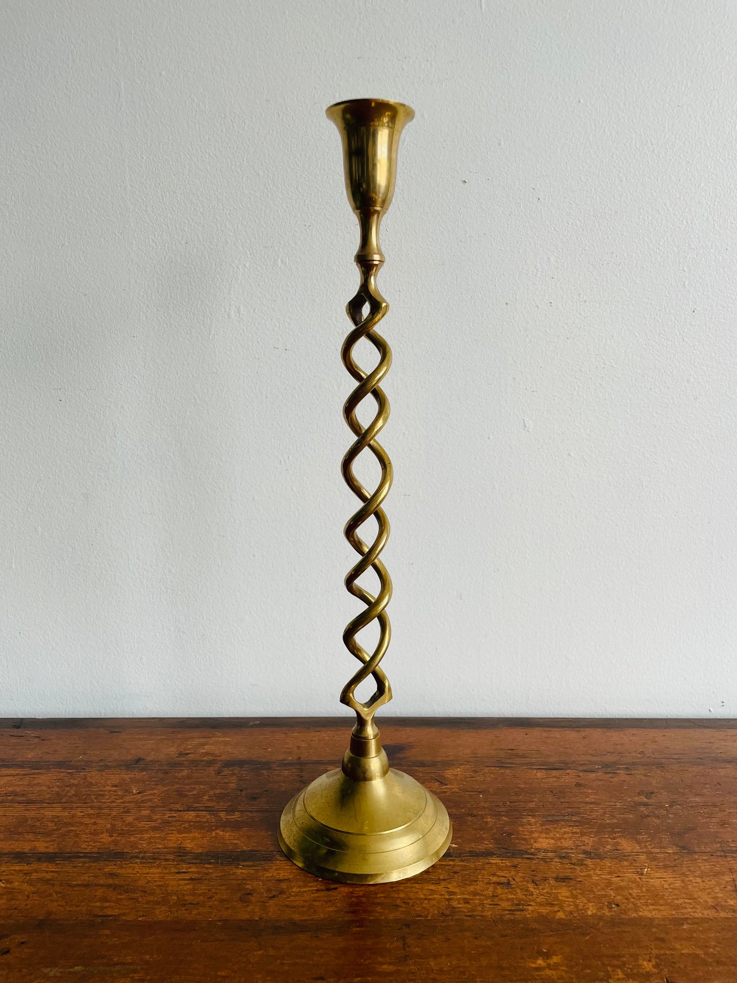 Tall Brass Spiral 15.25" Candle Holder