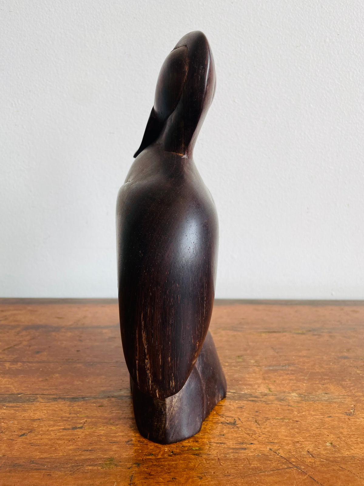 Vintage Hand-Carved Ironwood Duck Statue Figurine
