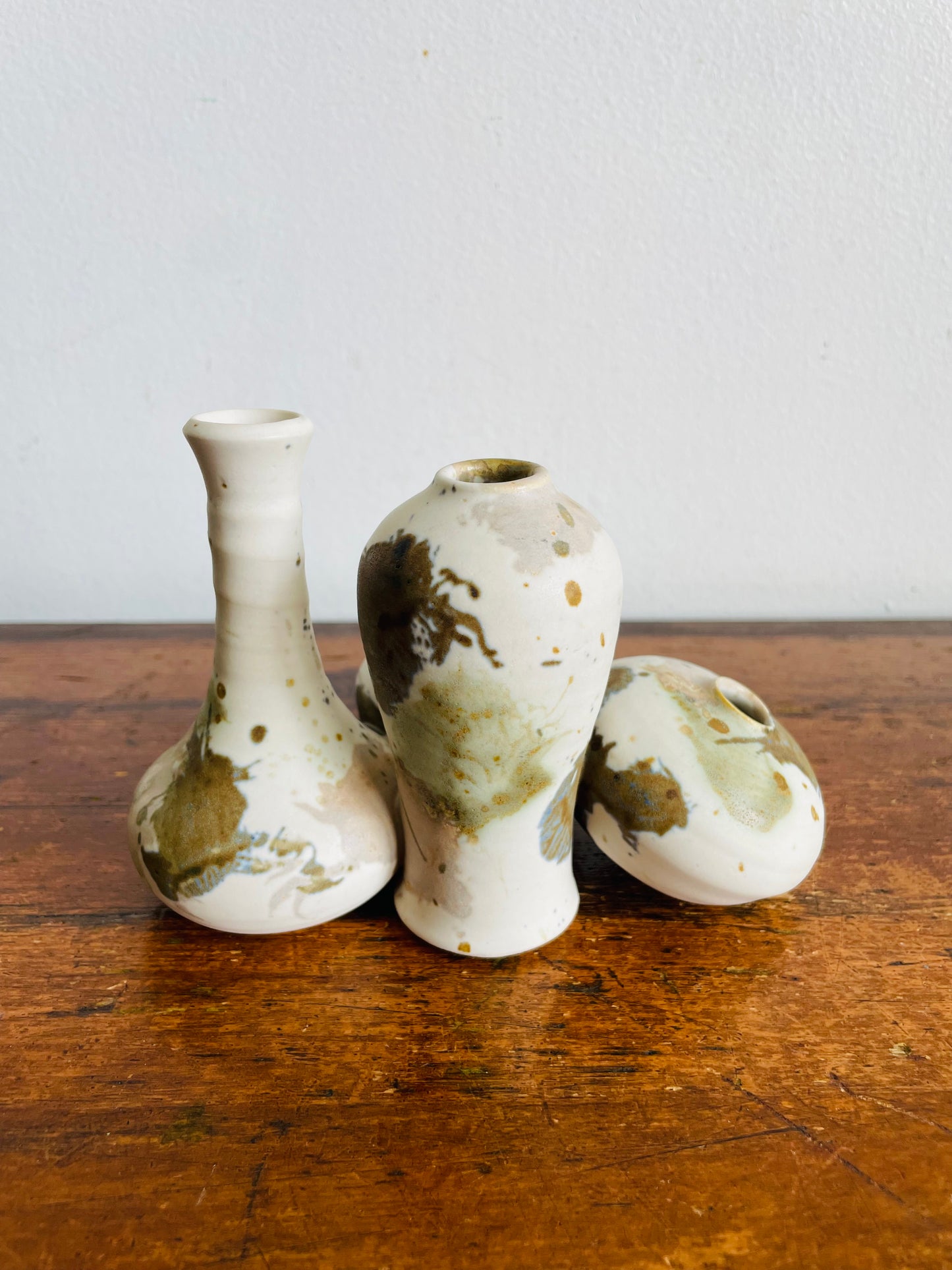 Vintage Beautiful Smooth Studio Art Pottery Handmade Bud Vase Sculptural Cluster of 4 Vessels - B. Jones Artist Signed