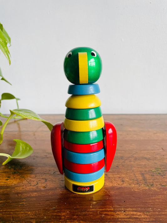 Vintage 1960s Brio Wood Stacking Parrot Bird Toy - Made in Sweden
