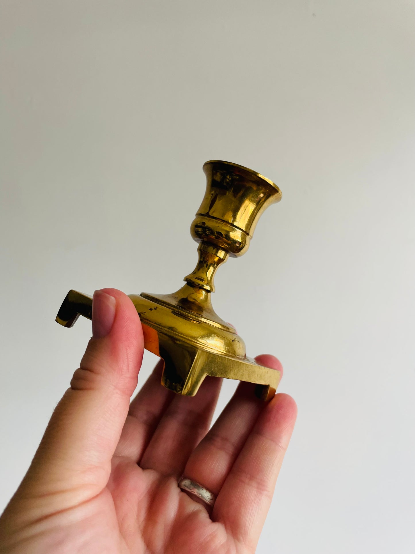 Solid Brass Square Base Candlestick Holder