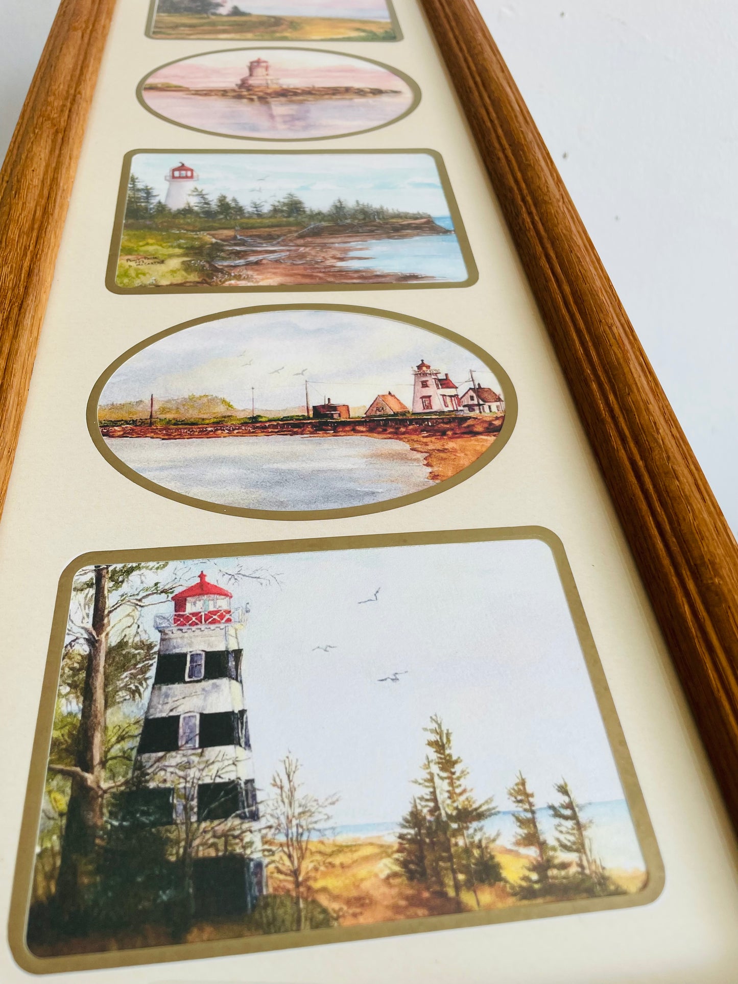 Vintage 2001 Prince Edward Island Scenes by Donna McCarthy Illustrated Island Beacons Print Picture - Five Lighthouses Around PEI