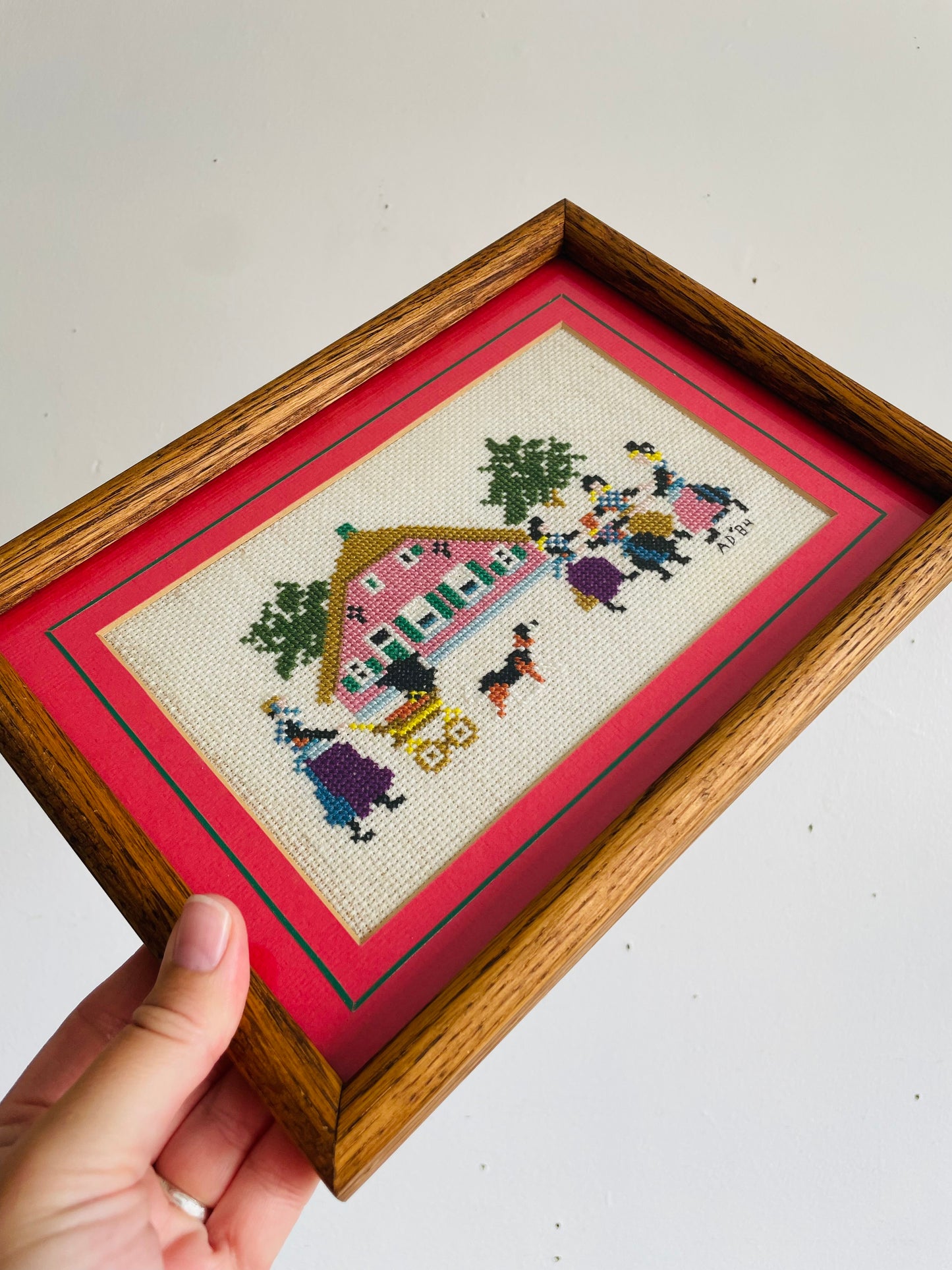 Vintage 1984 "Summer Dance in Holland" Needlepoint Embroidery Picture