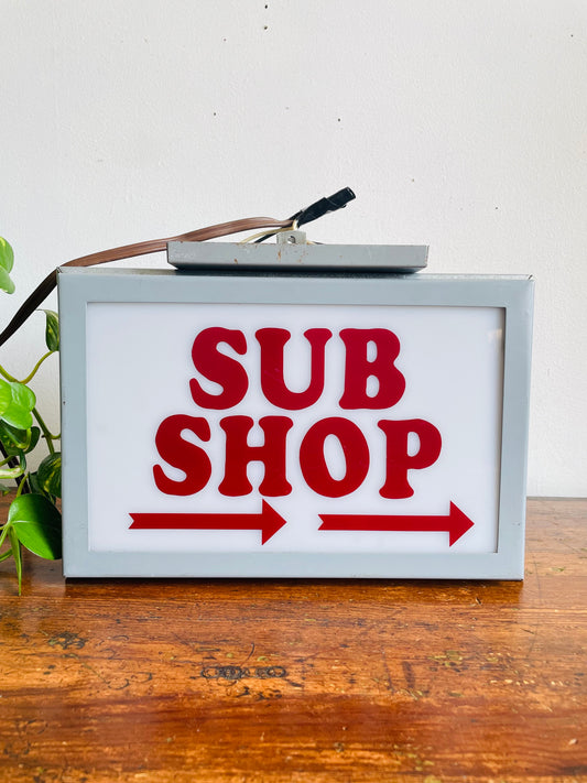 Vintage Illuminated Sub Shop Light Up Sign - Sandwich Restaurant Fast Food Decor