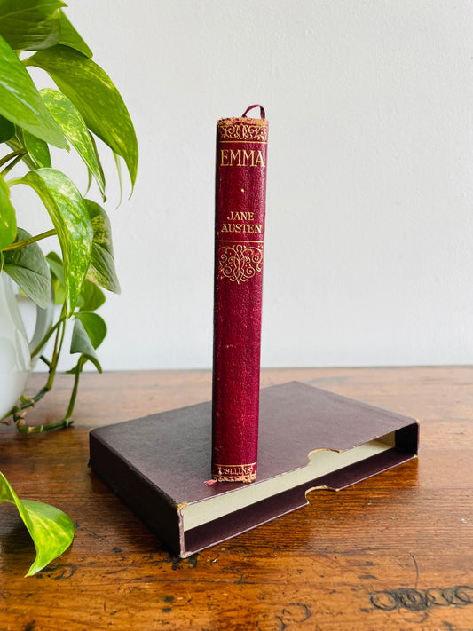 Emma by Jane Austen Leather Bound Antique Book in Case (1920s) Collins Clear-Type Press