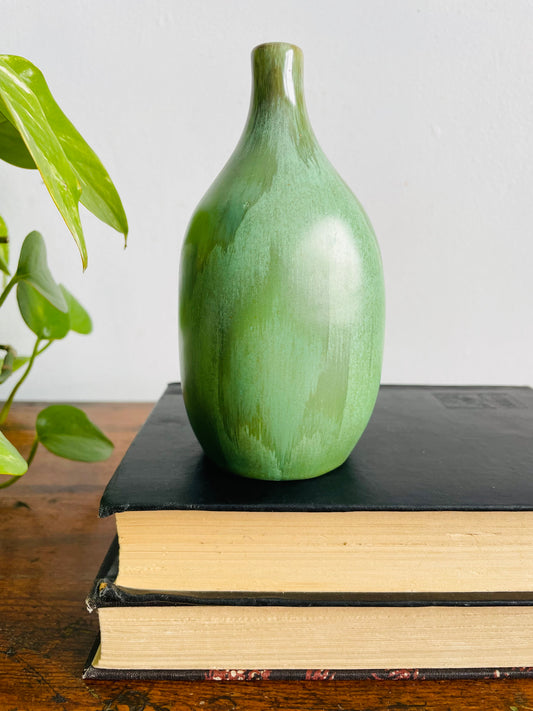 Vintage Mid-Century Modern Huronia Pottery Ltd. Acid Green Glazed Bud Vase - Made in Canada