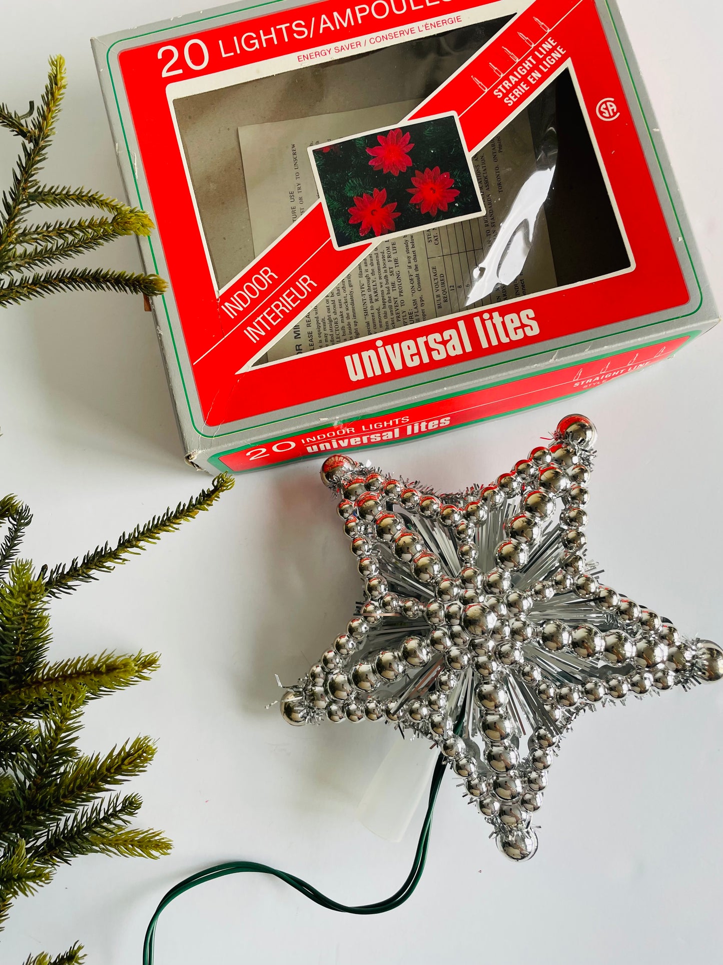 Vintage Universal Lites Silver Star Illuminated Christmas Tree Topper - Tested / Works!