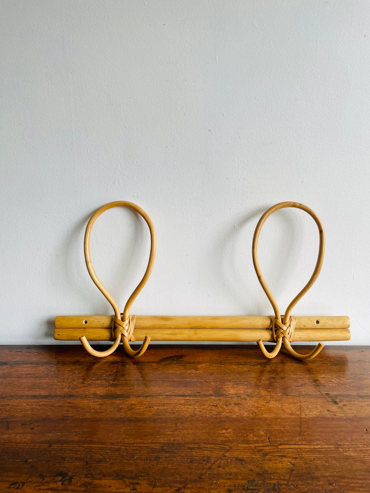 Wall Mount Bamboo Rattan Clothing Hook Hanger