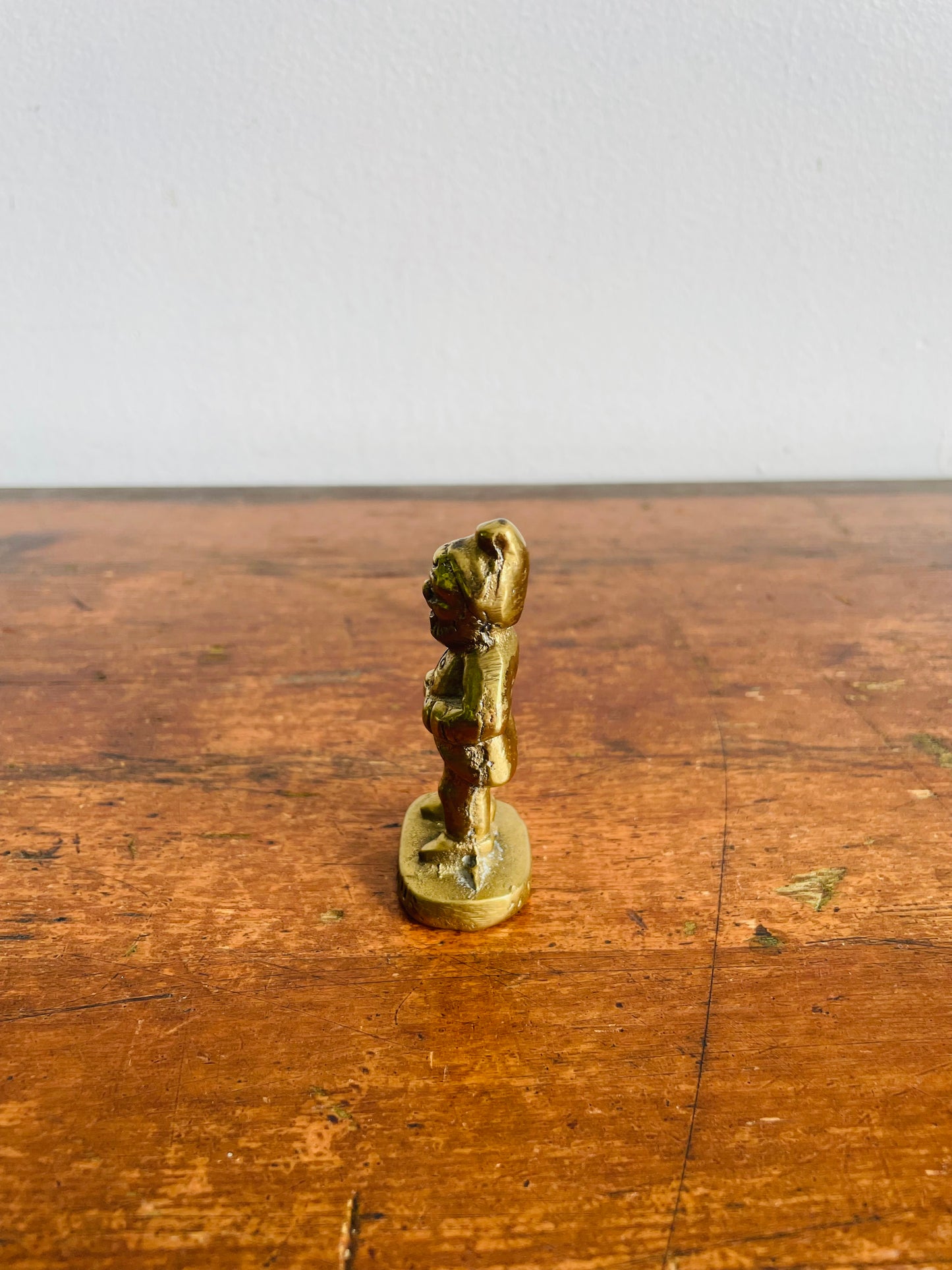 Vintage Mini Solid Brass Irish Leprechaun Statue Figurine