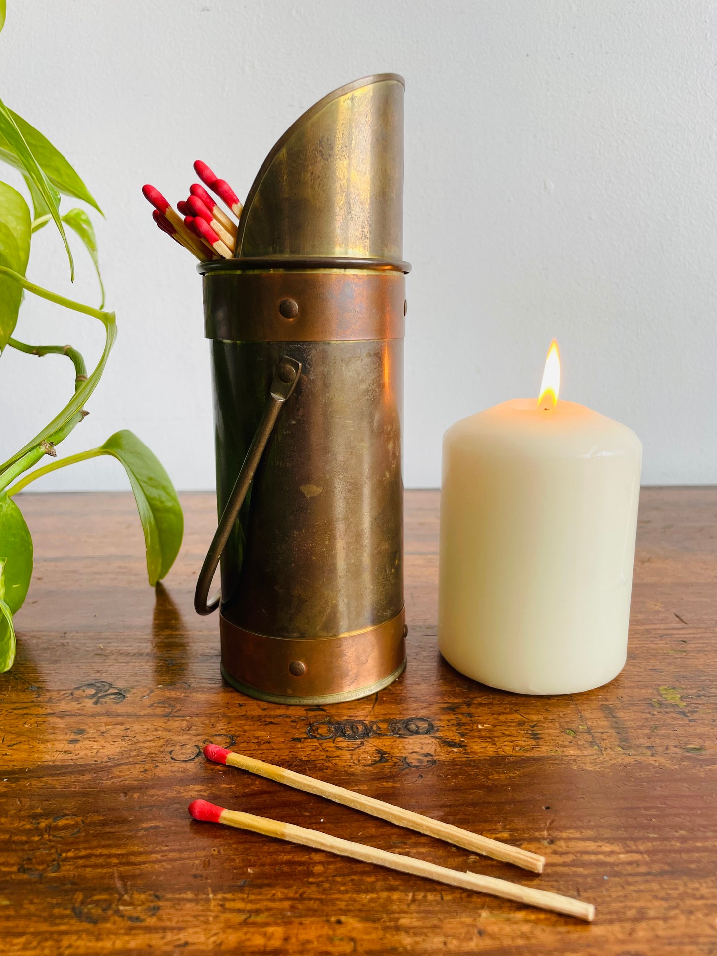 Brass & Copper Match Holder - Also Makes a Great Bud Vase or Incense Holder! - Westport Made in Taiwan