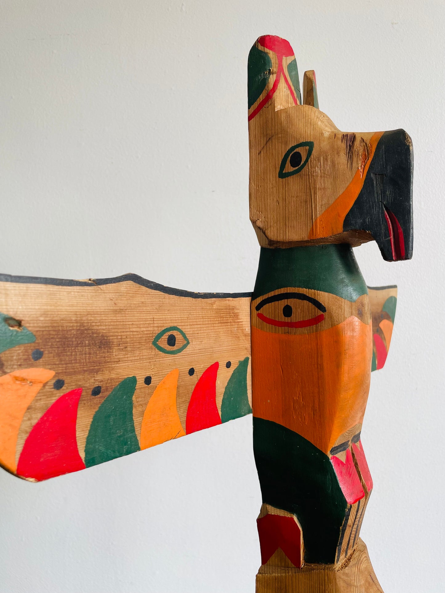 Handmade & Painted Carved Wood Totem Pole