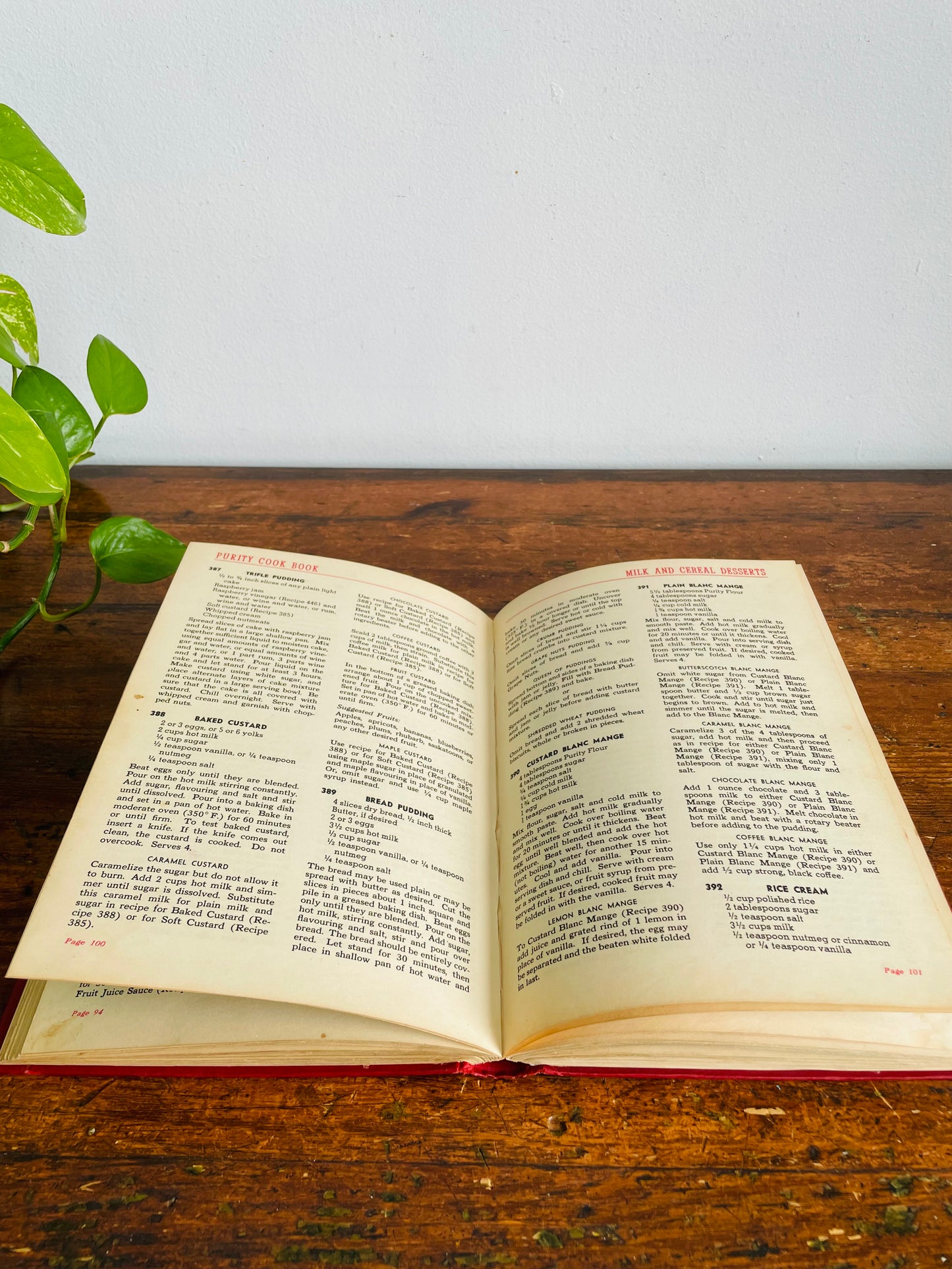 Vintage Purity Cookbook by Purity Flour Mills - Red Hardcover Book - 875 Tested Recipes (1945) Revised Wartime Ration Edition for WW2