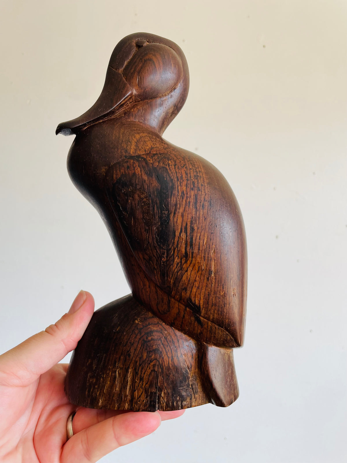 Vintage Hand-Carved Ironwood Duck Statue Figurine