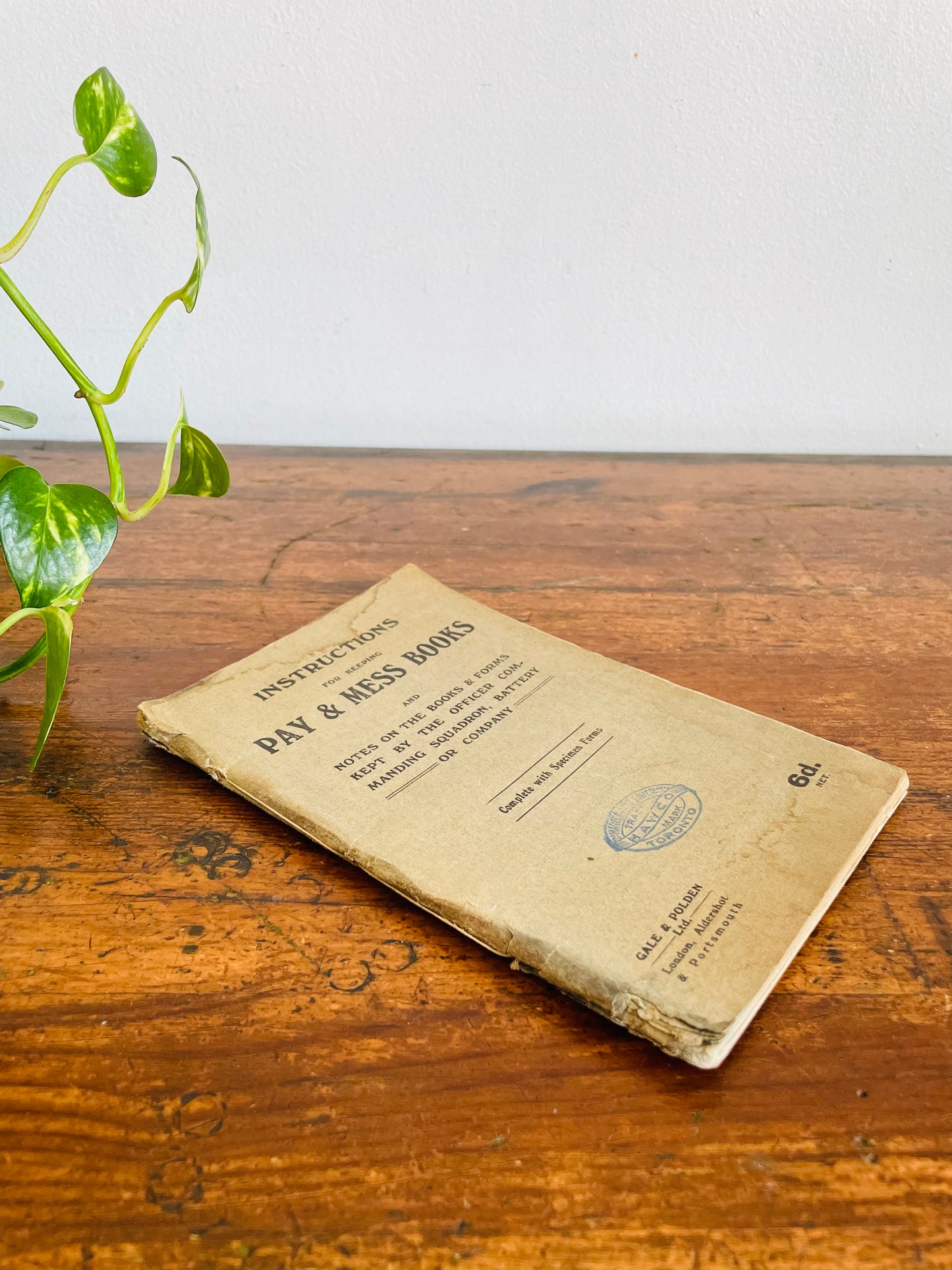 Antique WW1 Instructions for Keeping Pay & Mess Complete with Specimen Forms Paperback Book - Officer Commanding Squadron, Battery or Company