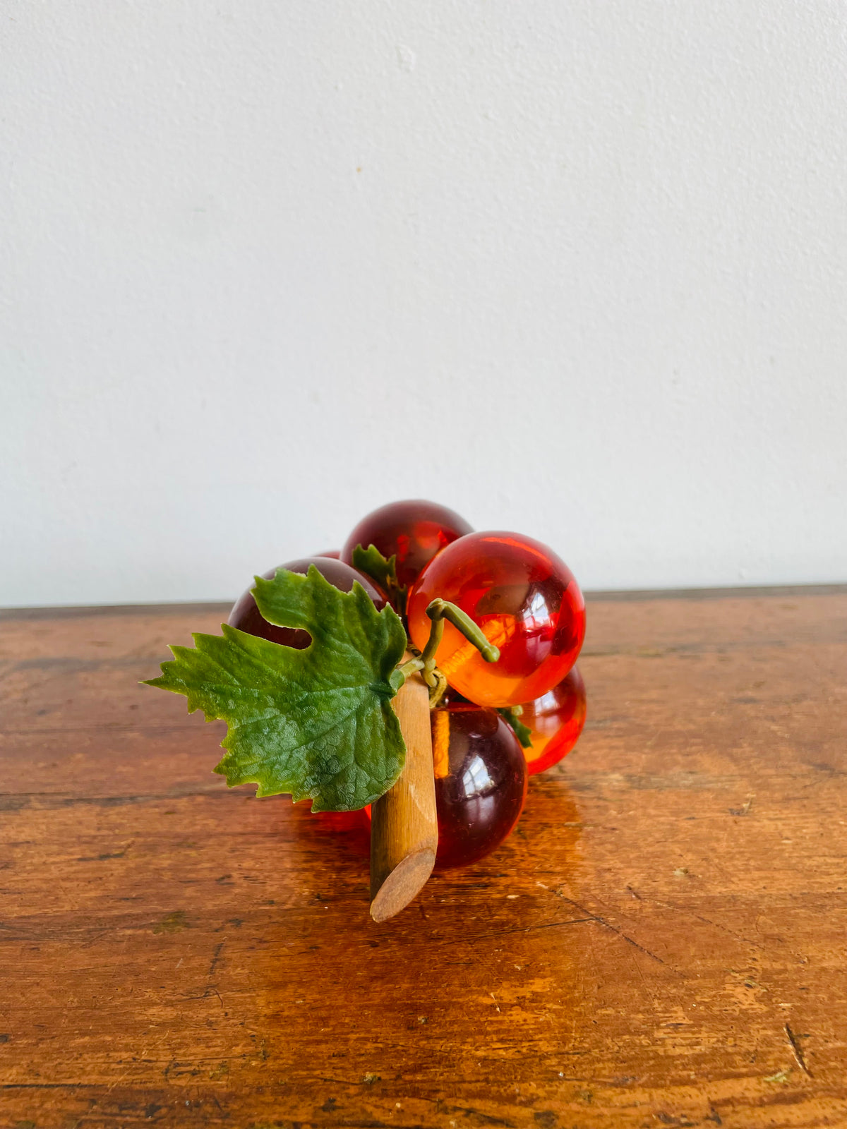 Vintage Mid-Century Modern Orange Amber Lucite Cluster of Grapes
