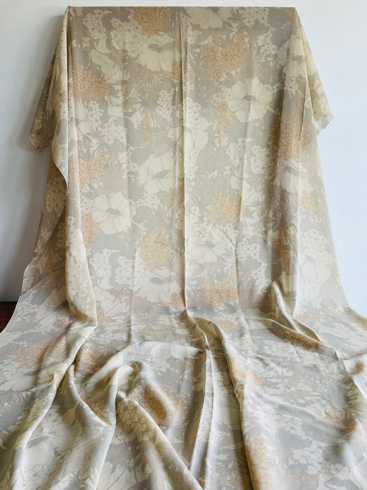 Gauzy Sheer Fabric with Floral Design