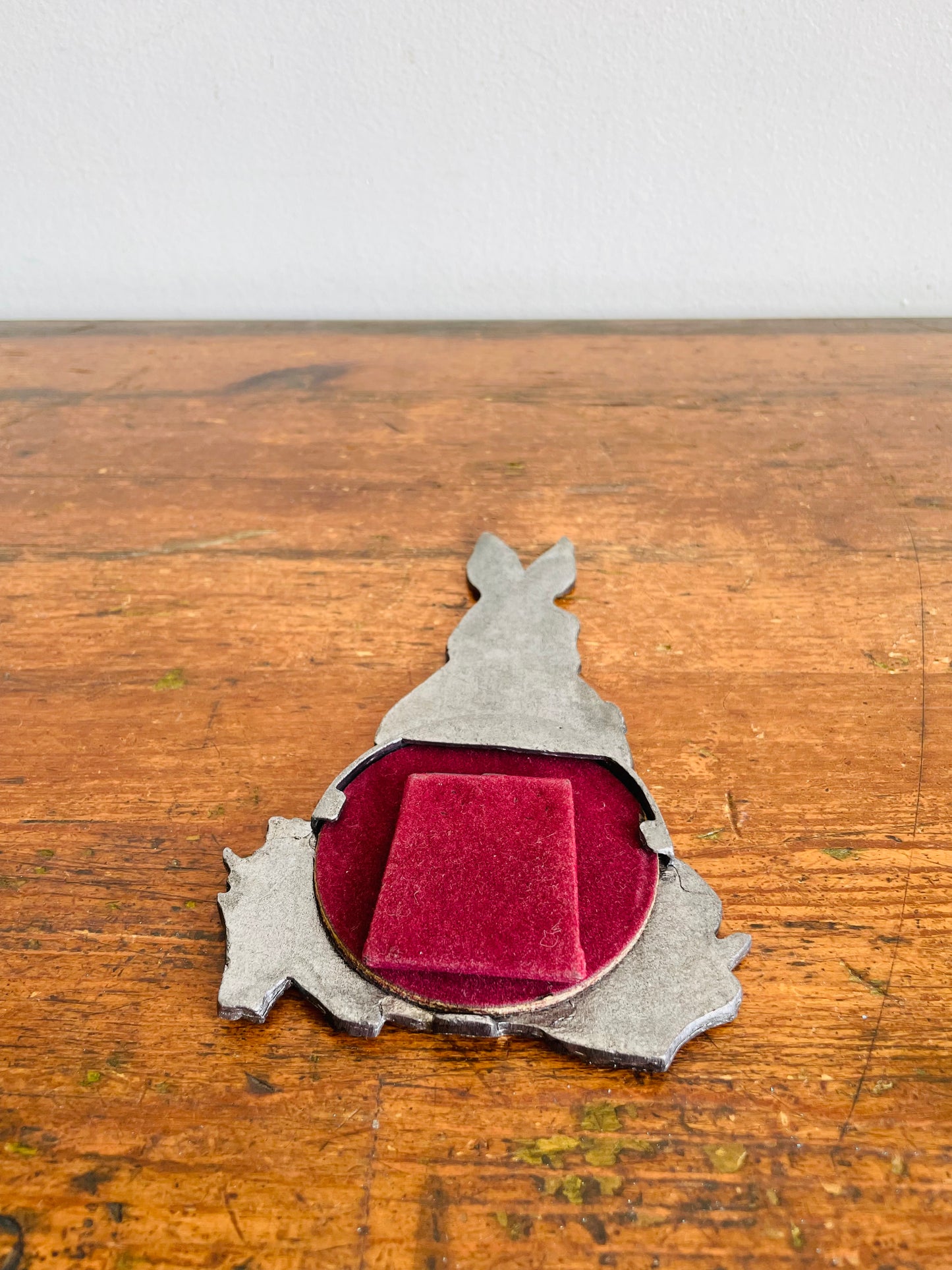 Vintage Metzke Pewter Bunny Rabbit Picture Frame with Easel Backing