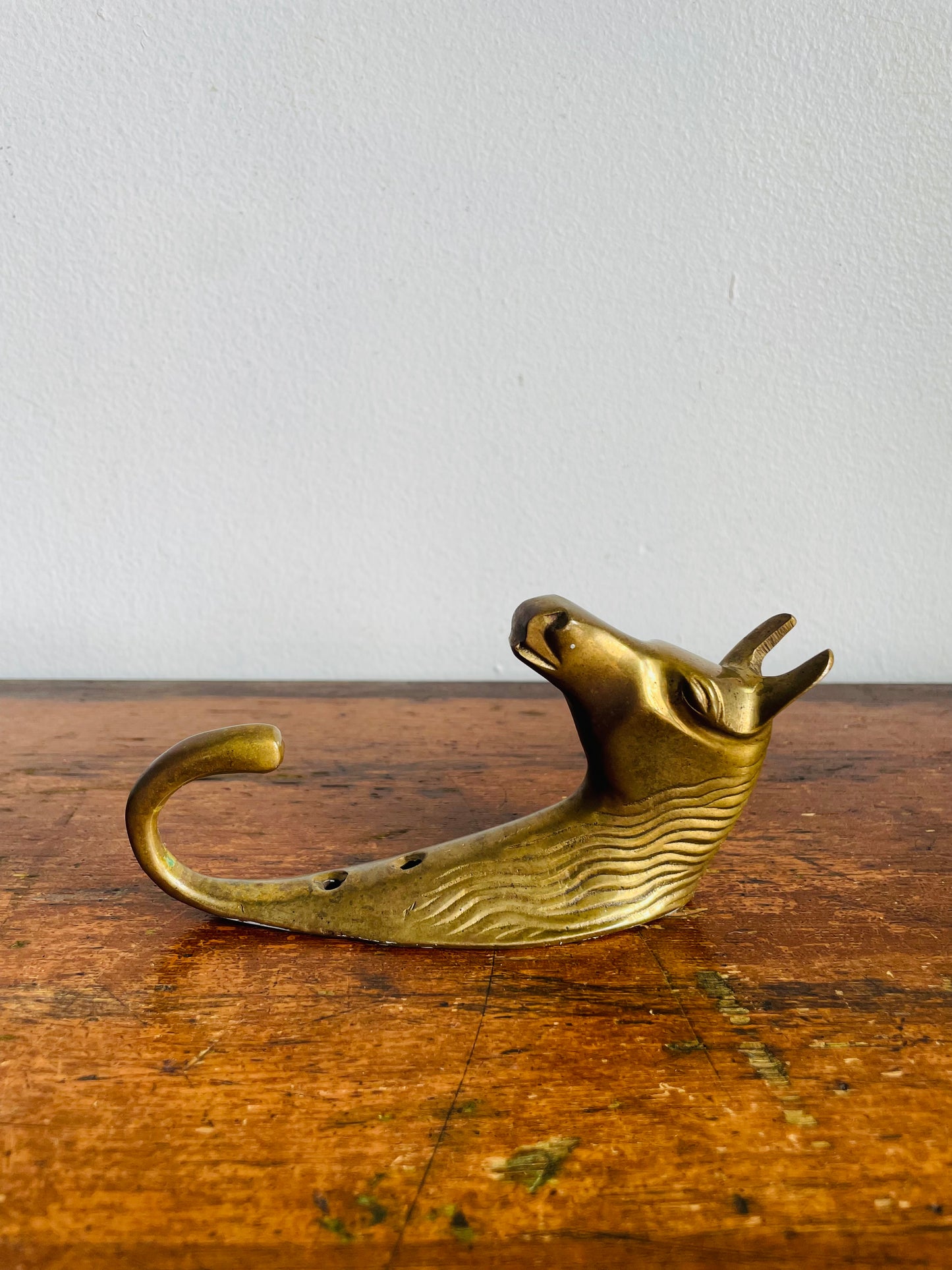 Vintage Solid Brass Horse Head Wall Hanging Hook - Made in India