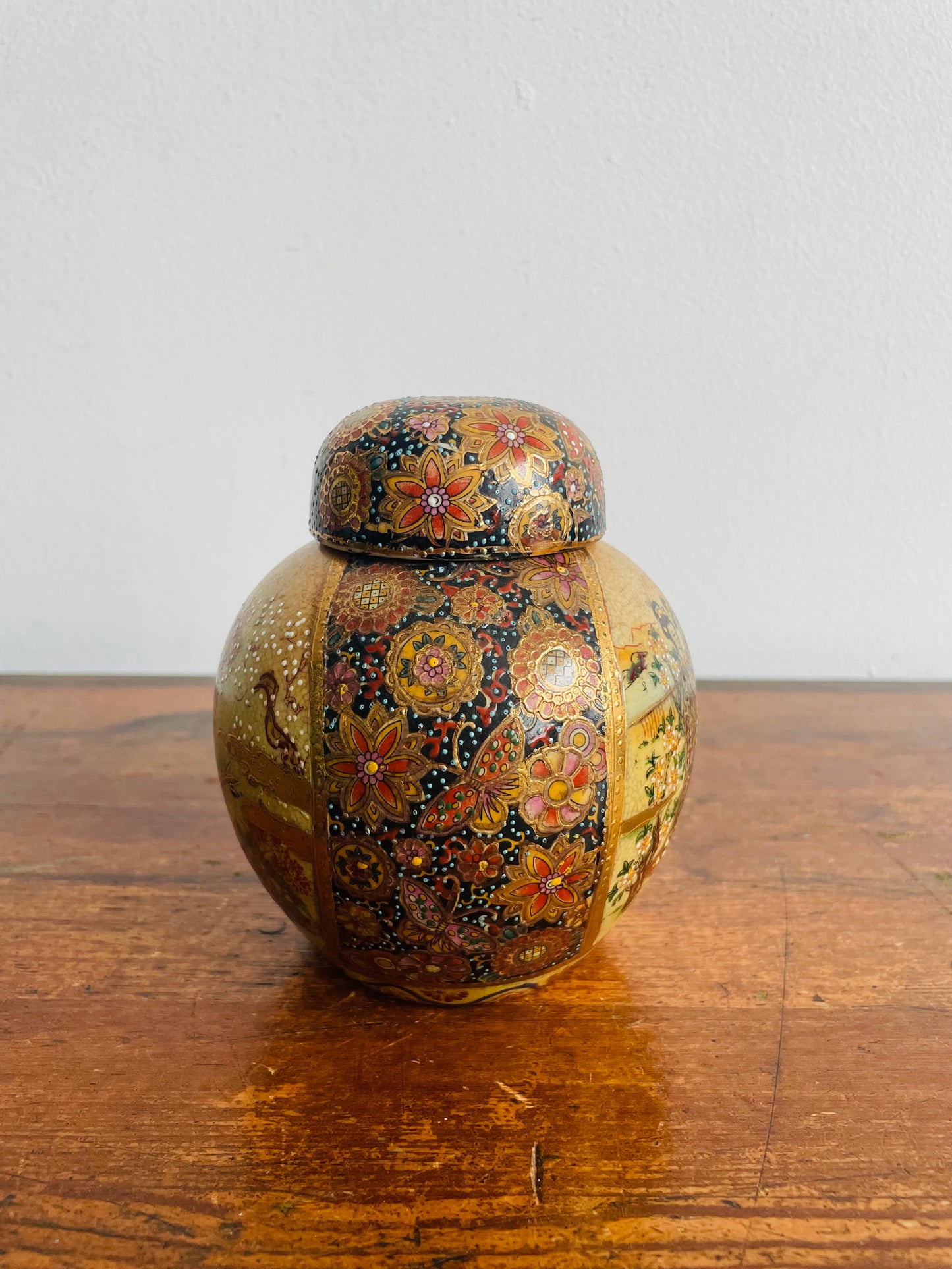 Gorgeous Japanese Satsuma Jar with Lid