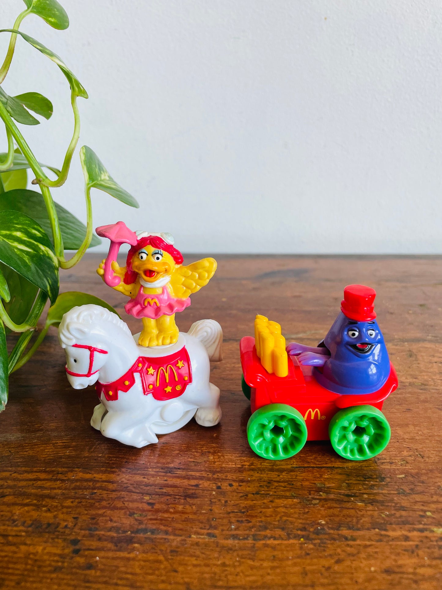 Vintage 1989 McDonald's Happy Meal Toy Bundle - Circus Parade Series - Birdie the Early Bird & Grimace