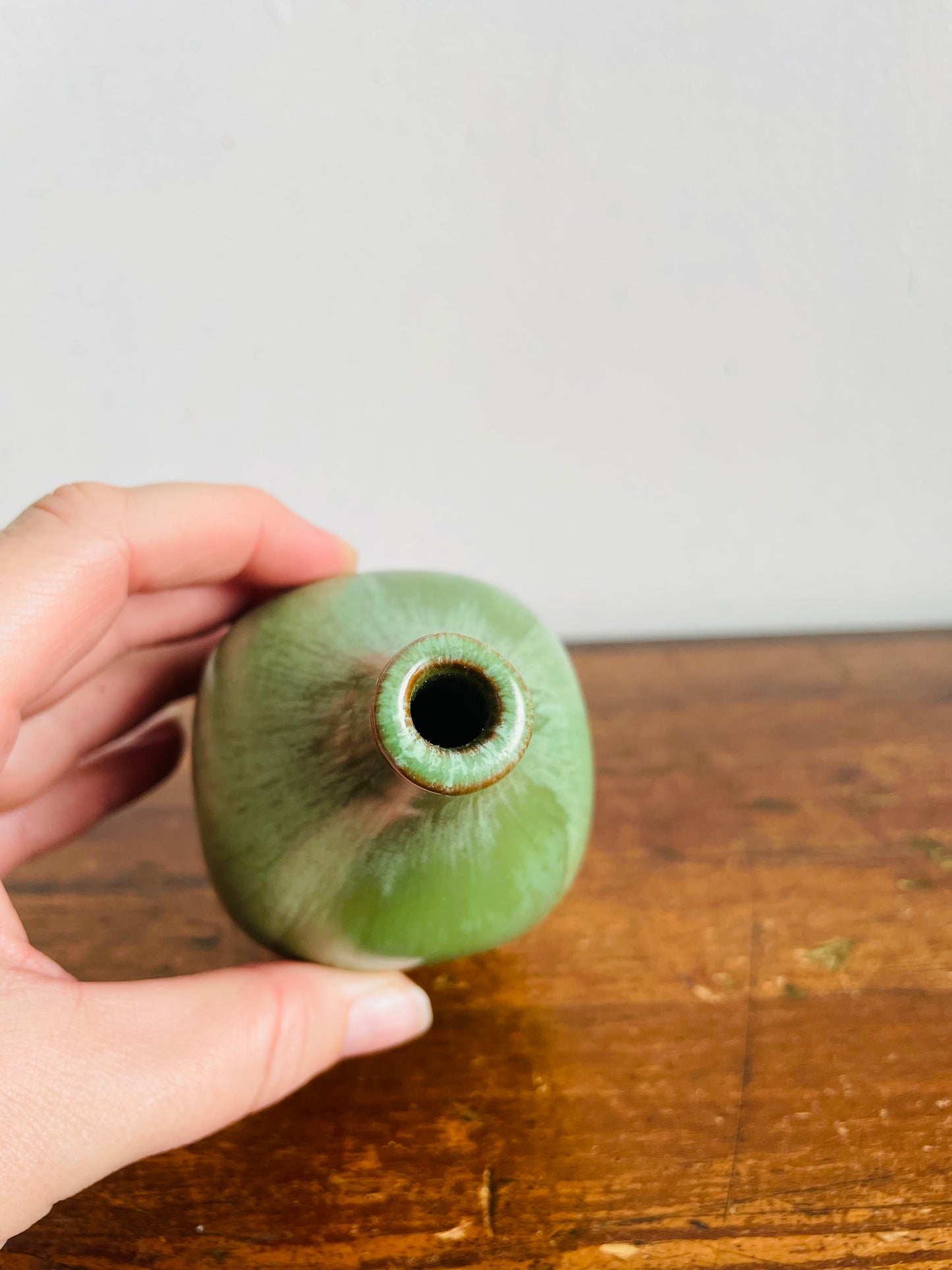 Vintage Mid-Century Modern Huronia Pottery Ltd. Acid Green Glazed Bud Vase - Made in Canada