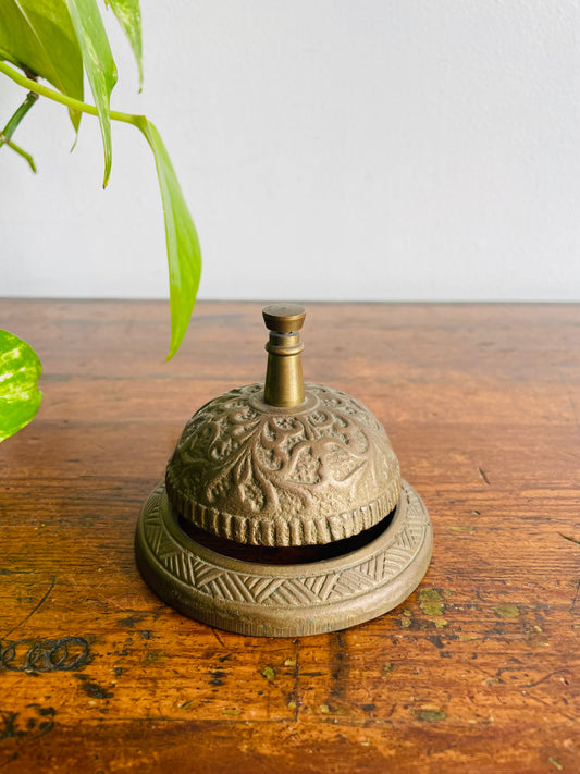 Antique Victorian Ornate Solid Brass Shop Counter or Hotel Front Desk Service Bell
