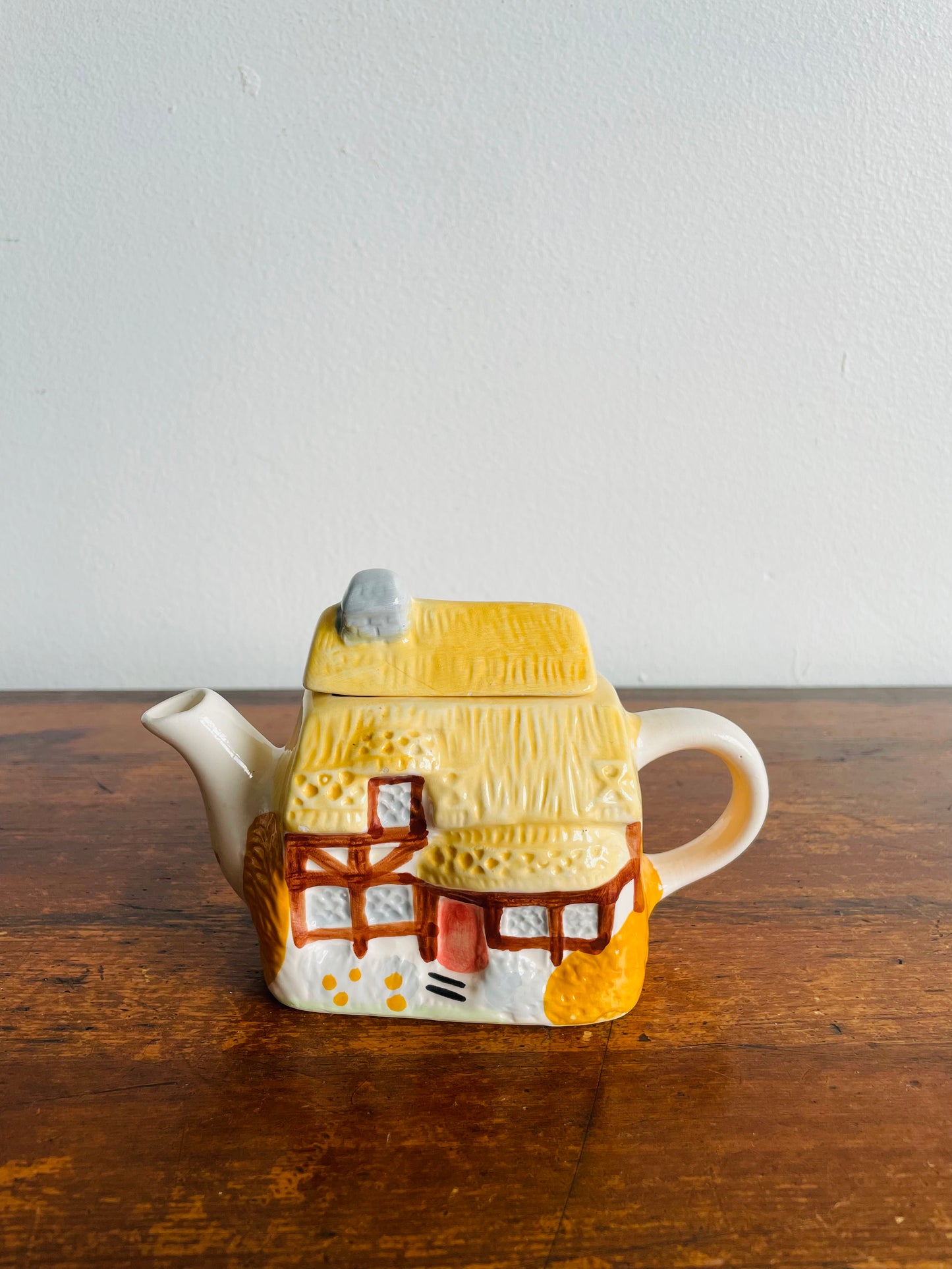 Miniature & Adorable Teapot - Country Cottage with Yellow Thatched Roof