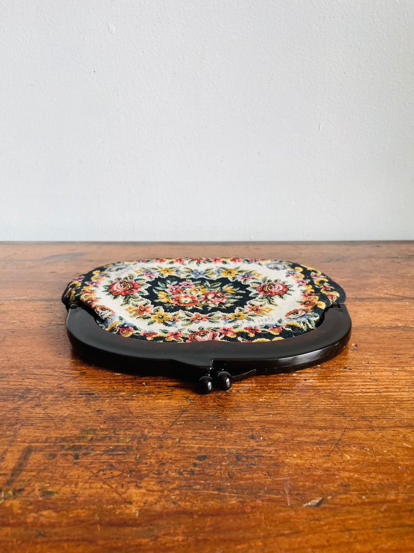 Vintage Fashion Accessory by Danielle of Canada Floral Tapestry Fabric Clutch Purse with Clasp - Handmade in Japan