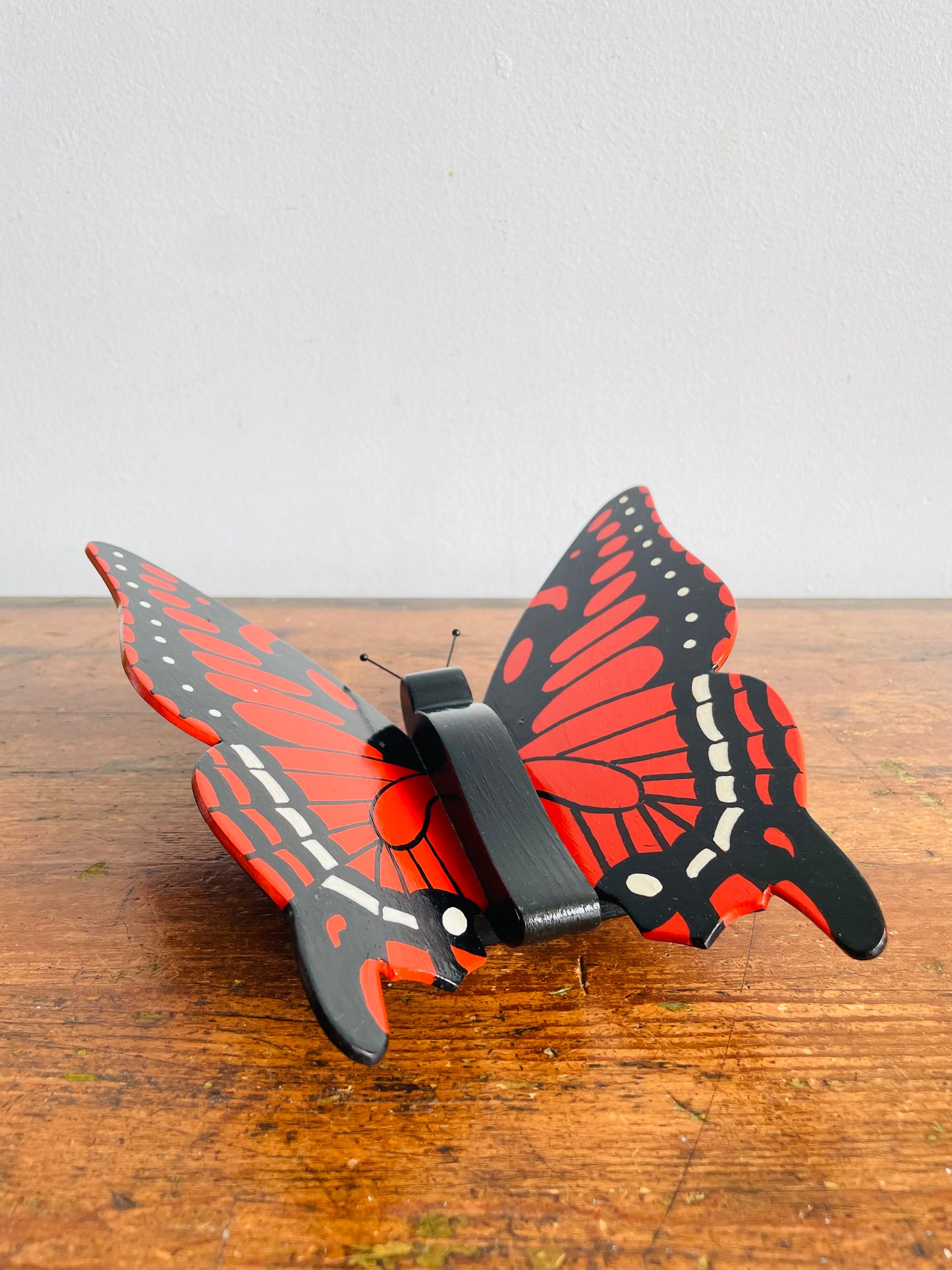 Vintage Wood Monarch Butterfly 3D Wall Hanging