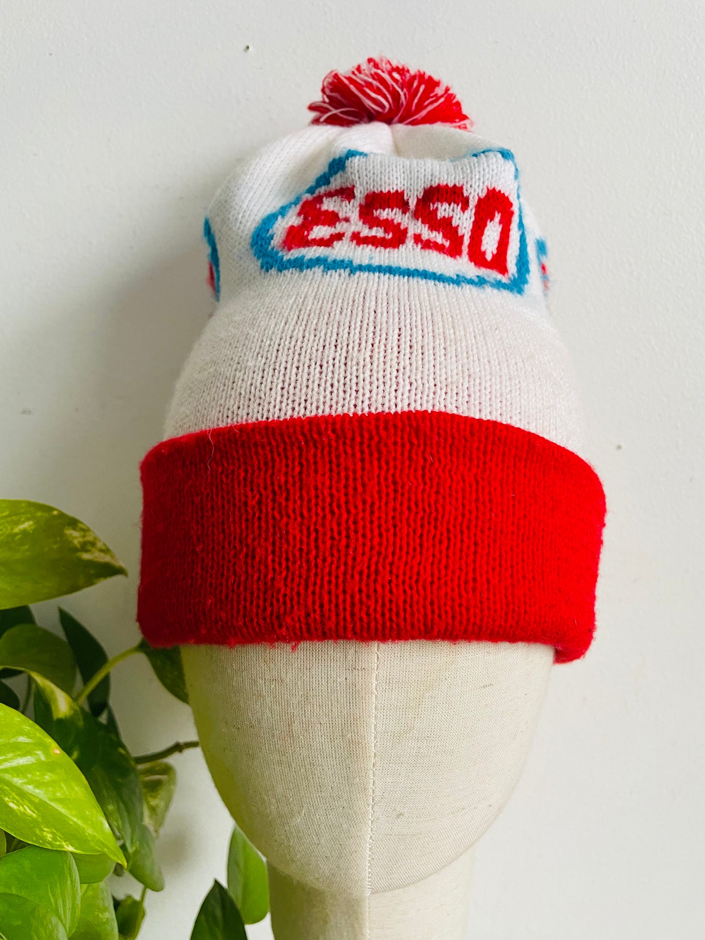 Vintage Esso Oil Gas Winter Toque Hat with Pompom
