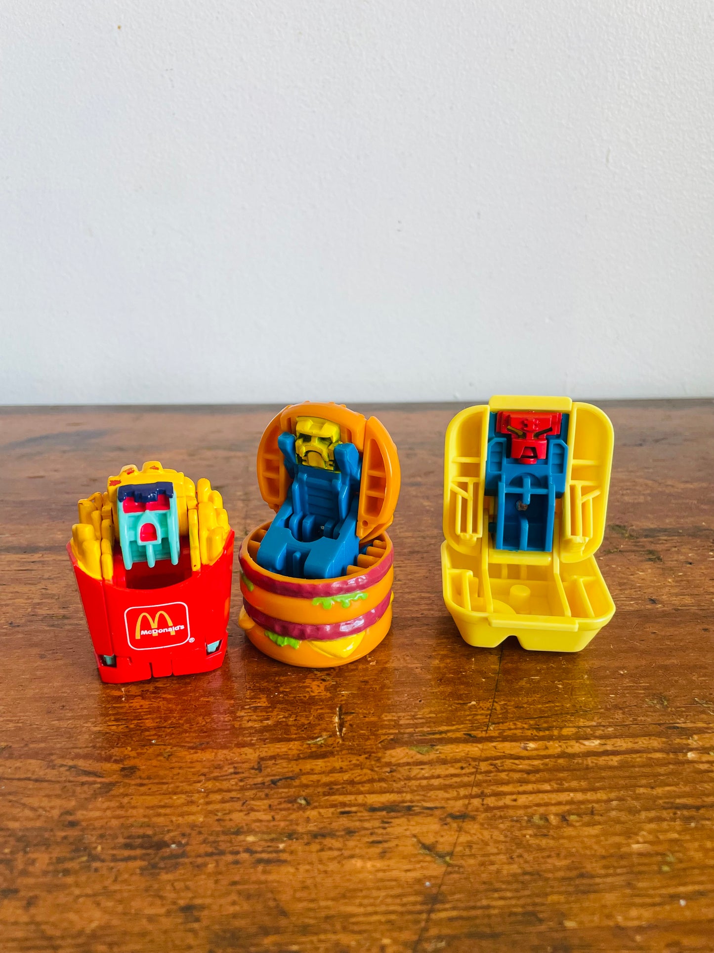 Vintage 1987 McDonald's Happy Meal Toy Bundle #1 - Changeables Transformers - Chicken McNuggets, French Fries & Big Mac - Set of 3
