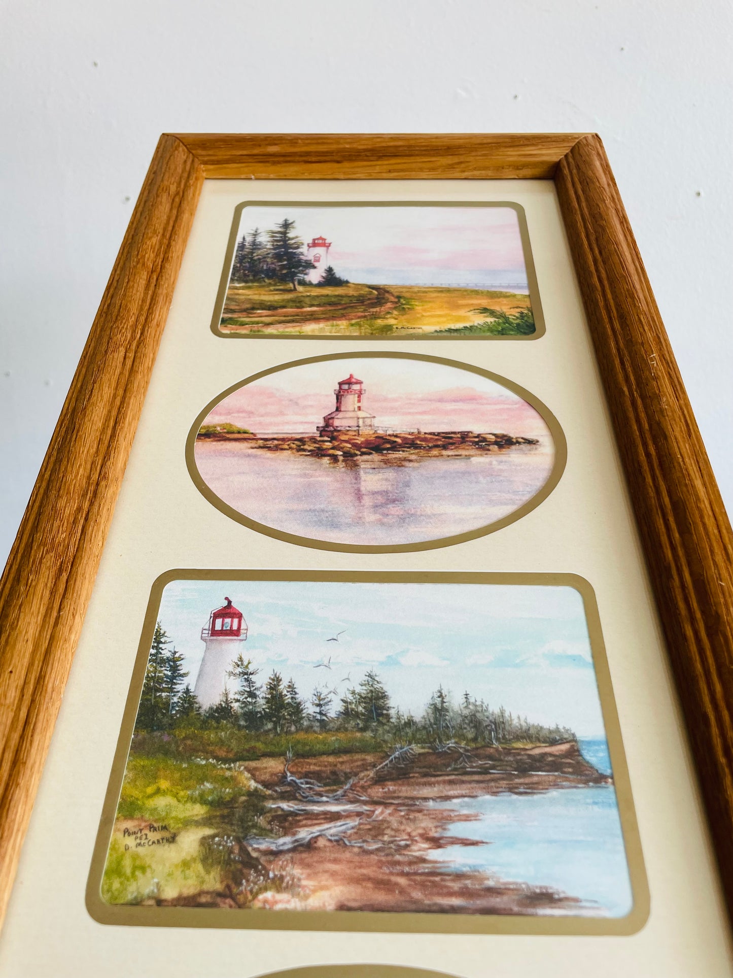 Vintage 2001 Prince Edward Island Scenes by Donna McCarthy Illustrated Island Beacons Print Picture - Five Lighthouses Around PEI