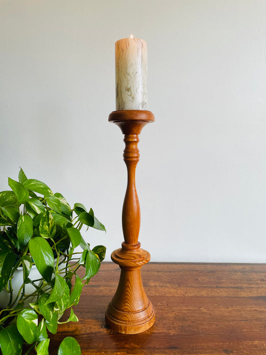 Tall Wood Candle Pillar Holder