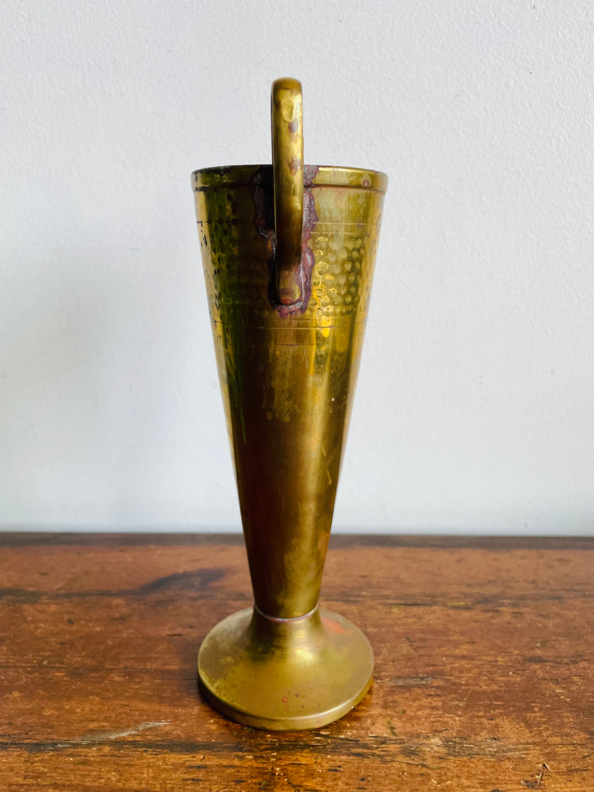 Vintage Brass Trophy Cup-Style Vase with Sand-Filled Base, Twin Handles & Aged Patina - Flowers, Feathers, Long Matches, Incense