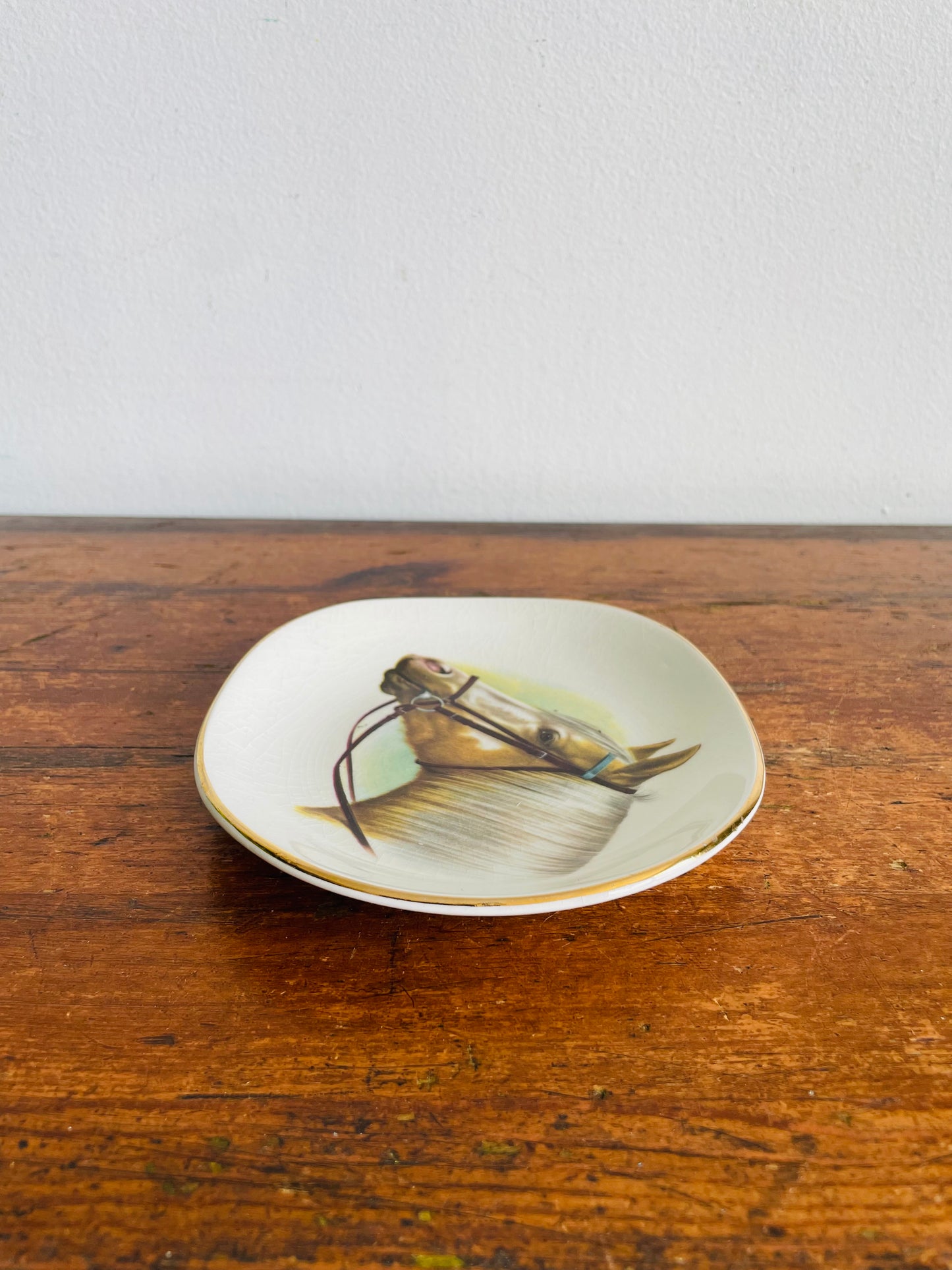 Vintage Weatherby Hanley England Royal Falcon Ware Trinket Dish or Wall Hanging Plate with Equestrian Horse Head Design - Includes Optional Plate Hanger