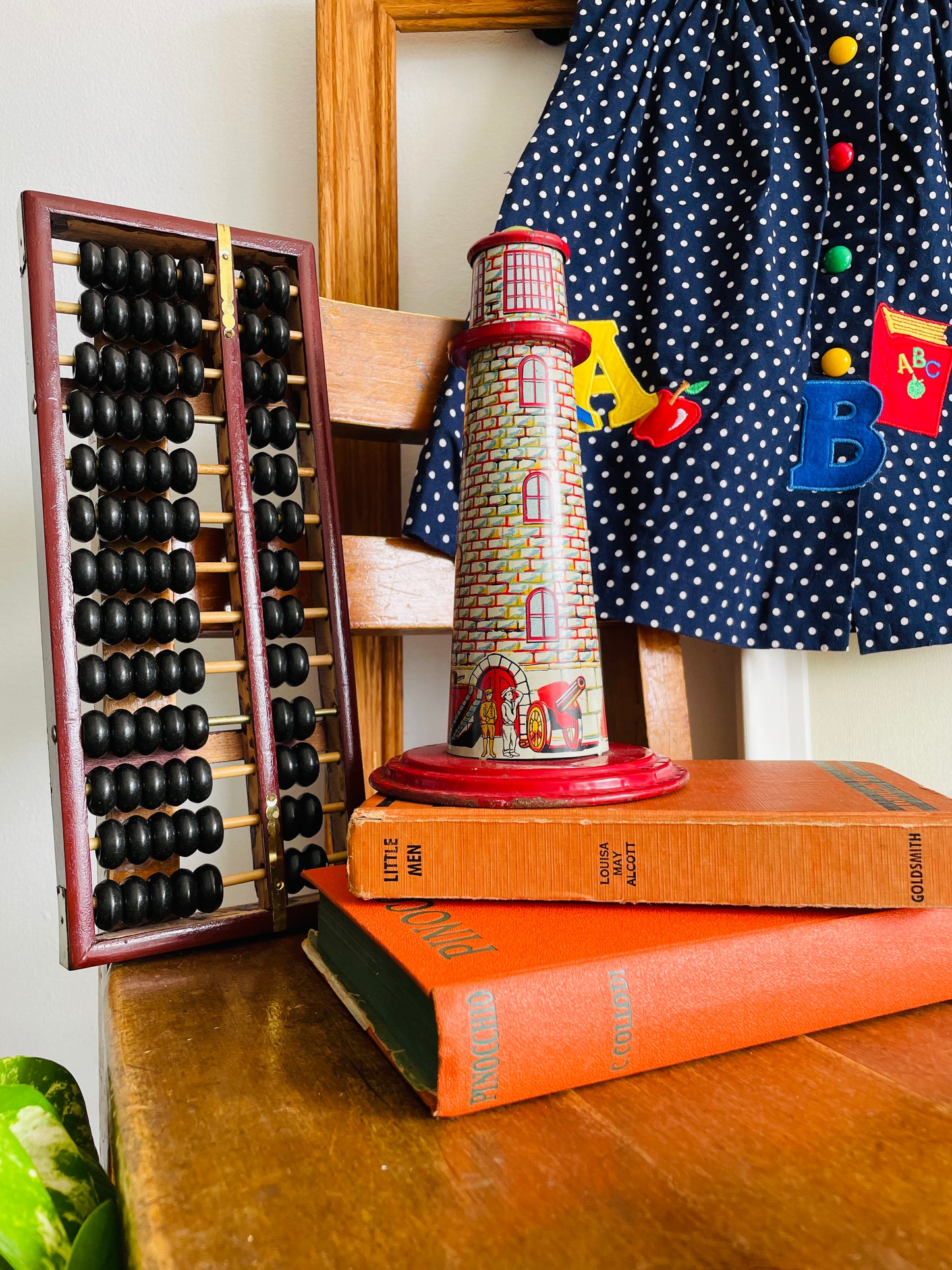 Wood Abacus Counting Beads with Frame & Brass Hardware