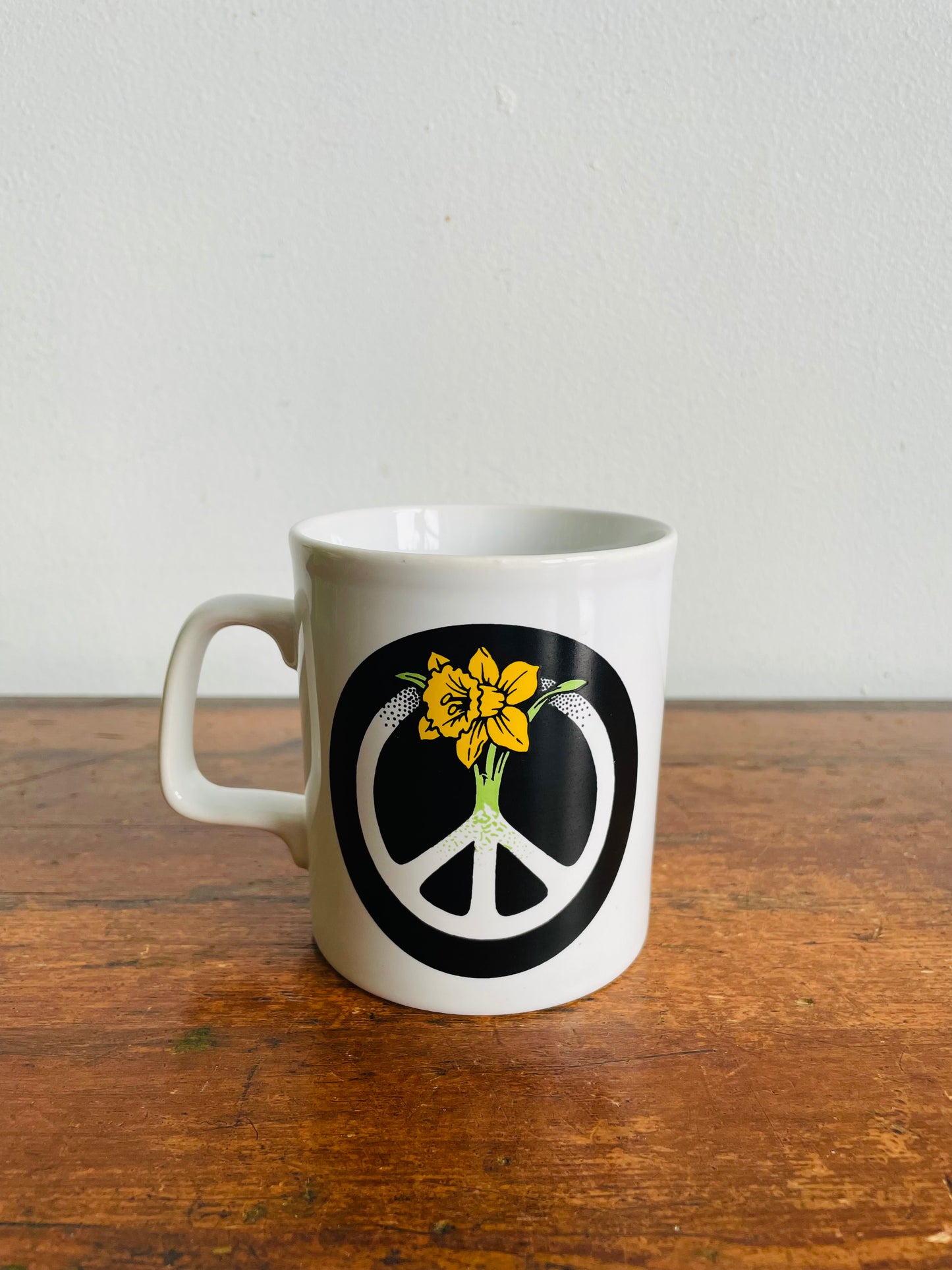 Vintage Kilncraft Peace Sign & Daffodil Flower Mug - Staffordshire England