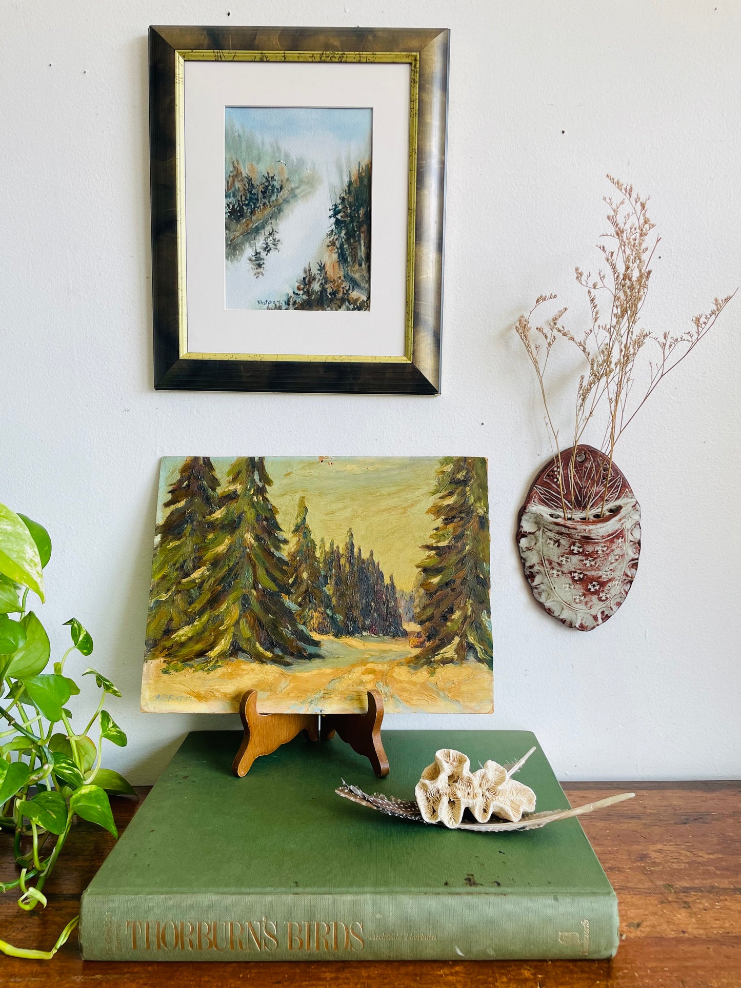 Vintage Studio Art Pottery Hanging Wall Pocket Vase