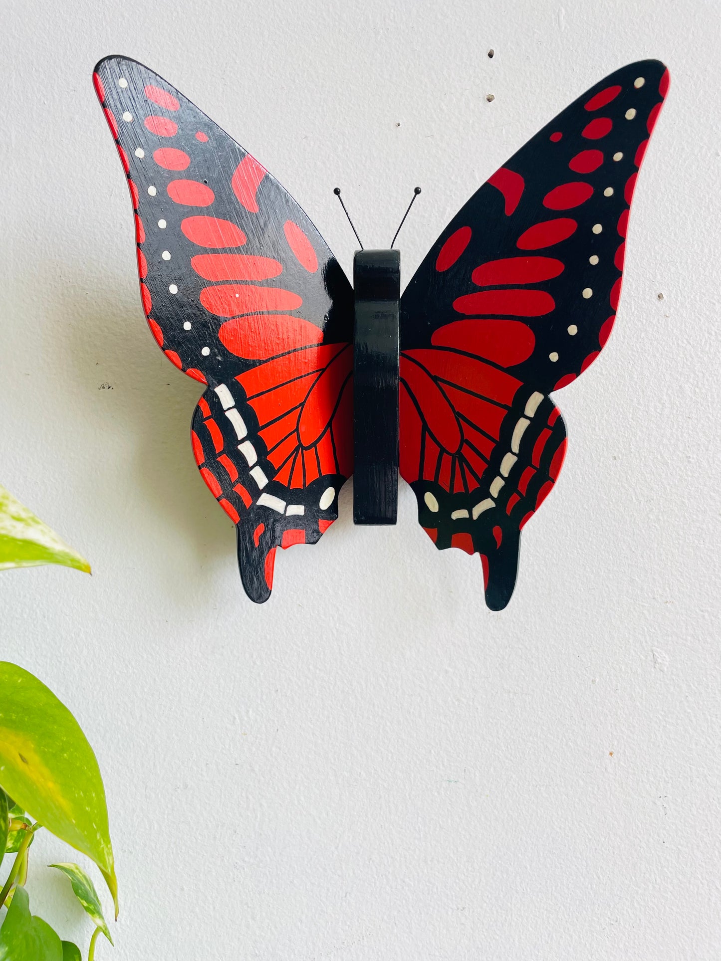 Vintage Wood Monarch Butterfly 3D Wall Hanging