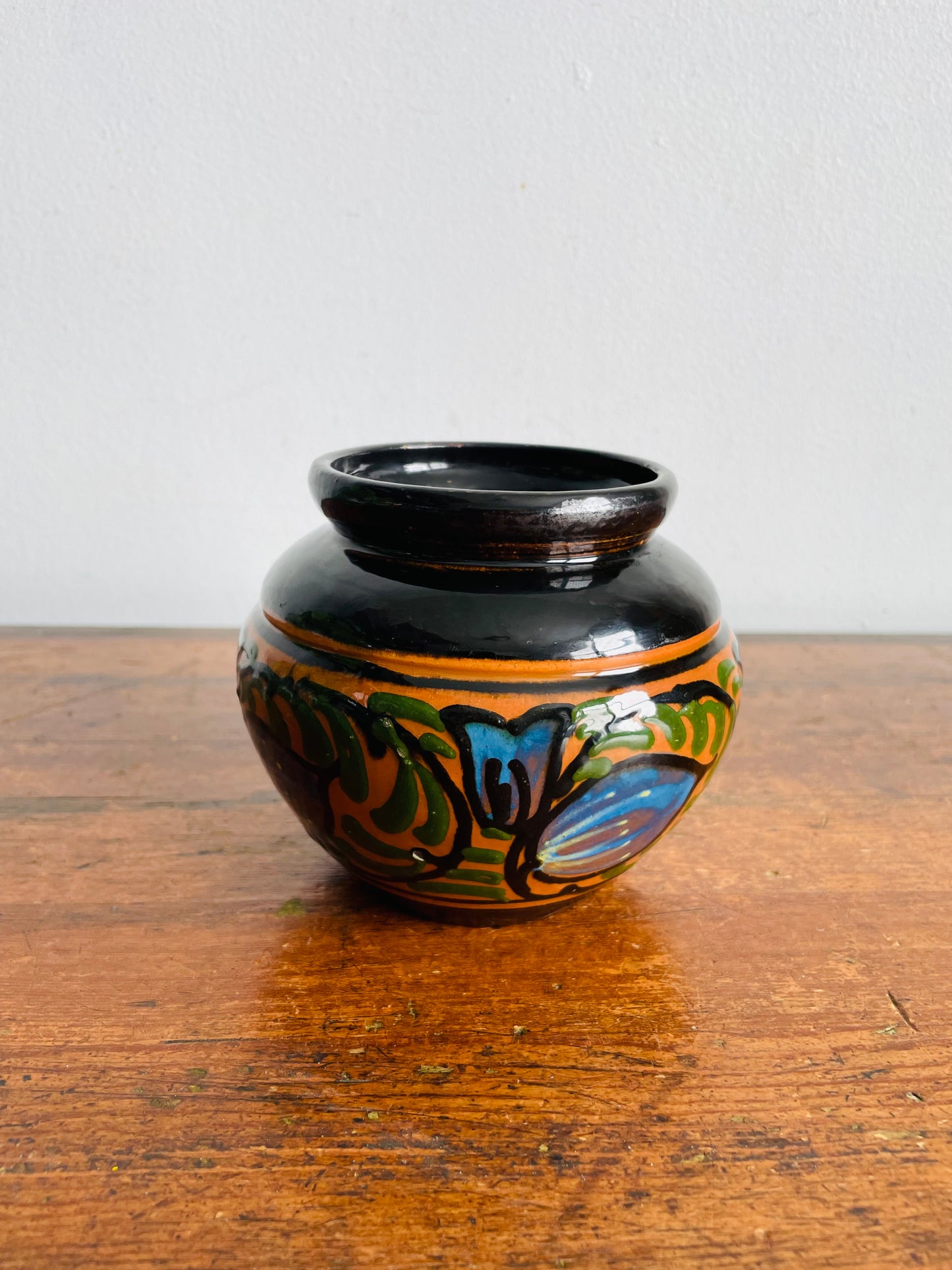 Antique / Possibly Vintage Carl Gebauer-Style Arts & Crafts Era Hand Painted German Floral Vase or Planter Pot - Made in Germany - Stamped